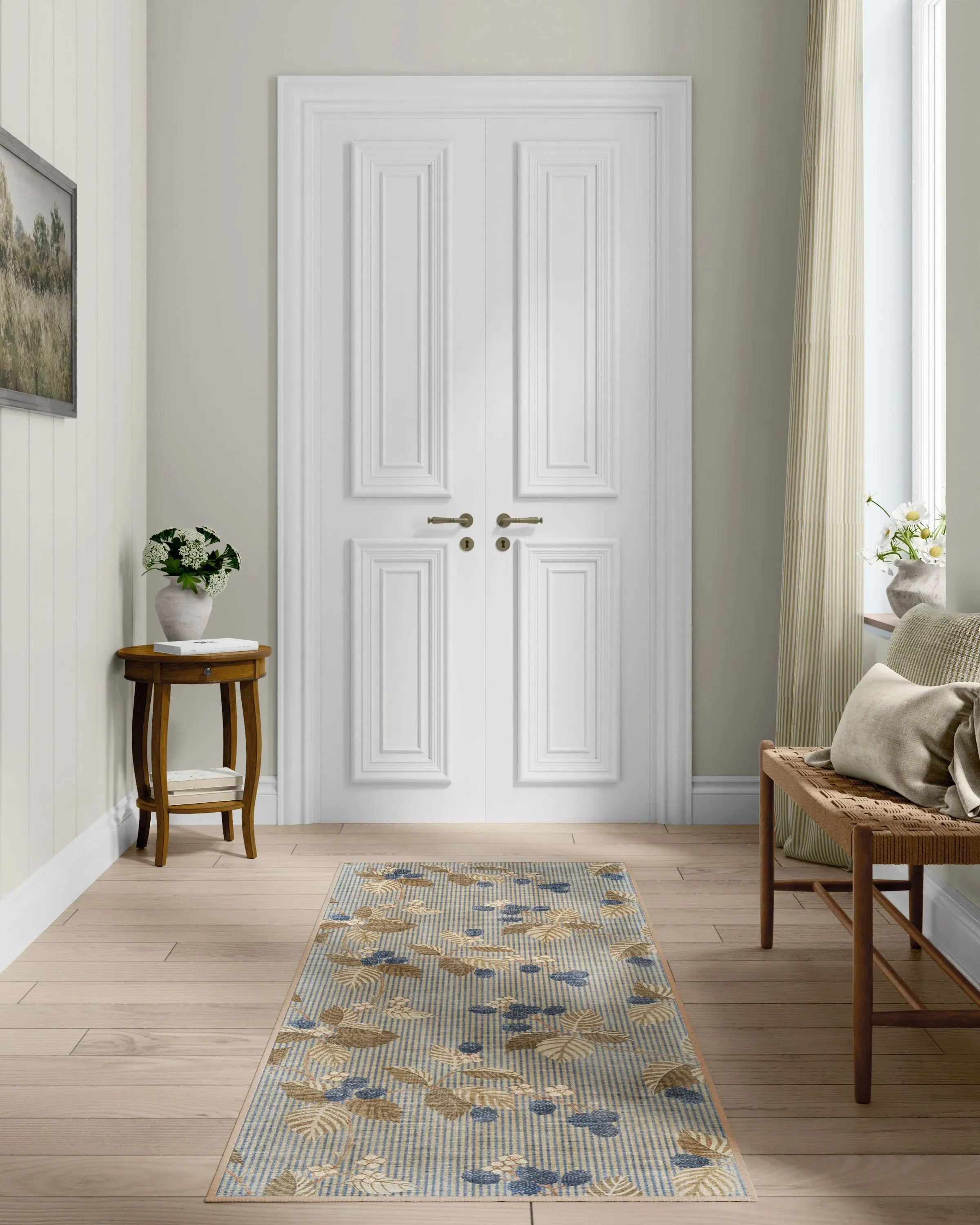 Machine Washable Area Rug - Azure & Fawn
