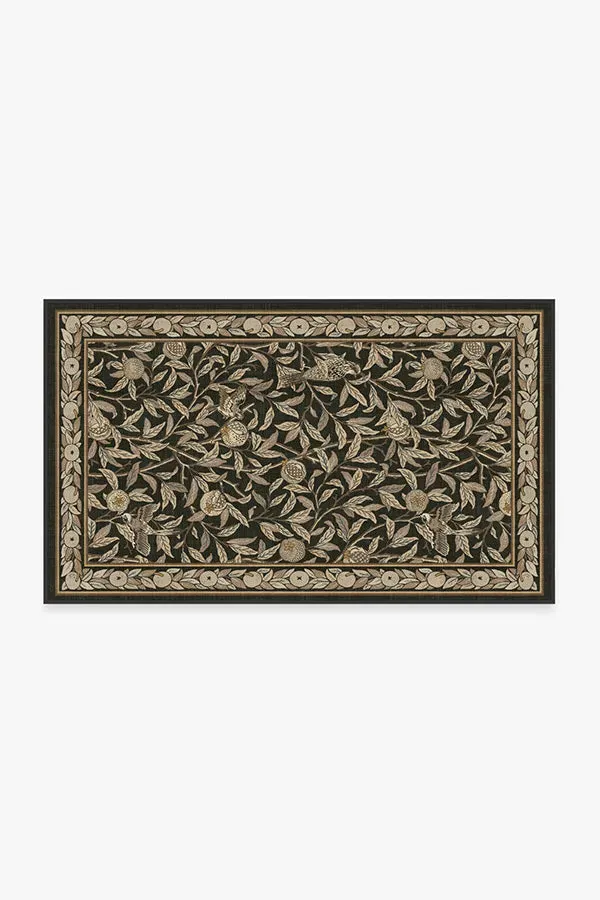 Machine Washable Area Rug - Black, Bird Pattern