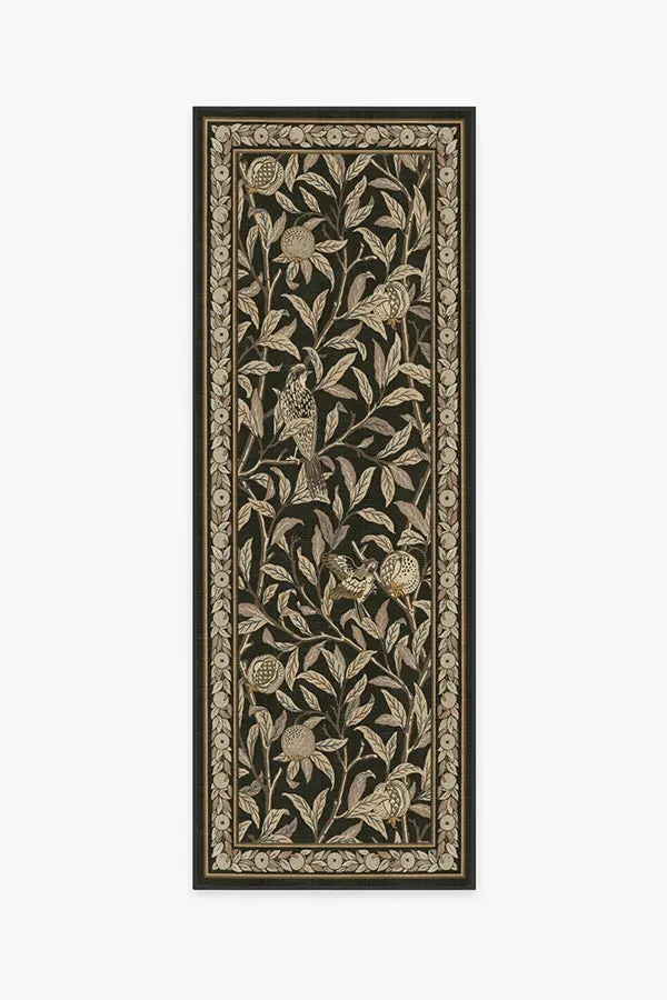 Machine Washable Area Rug - Black, Bird Pattern