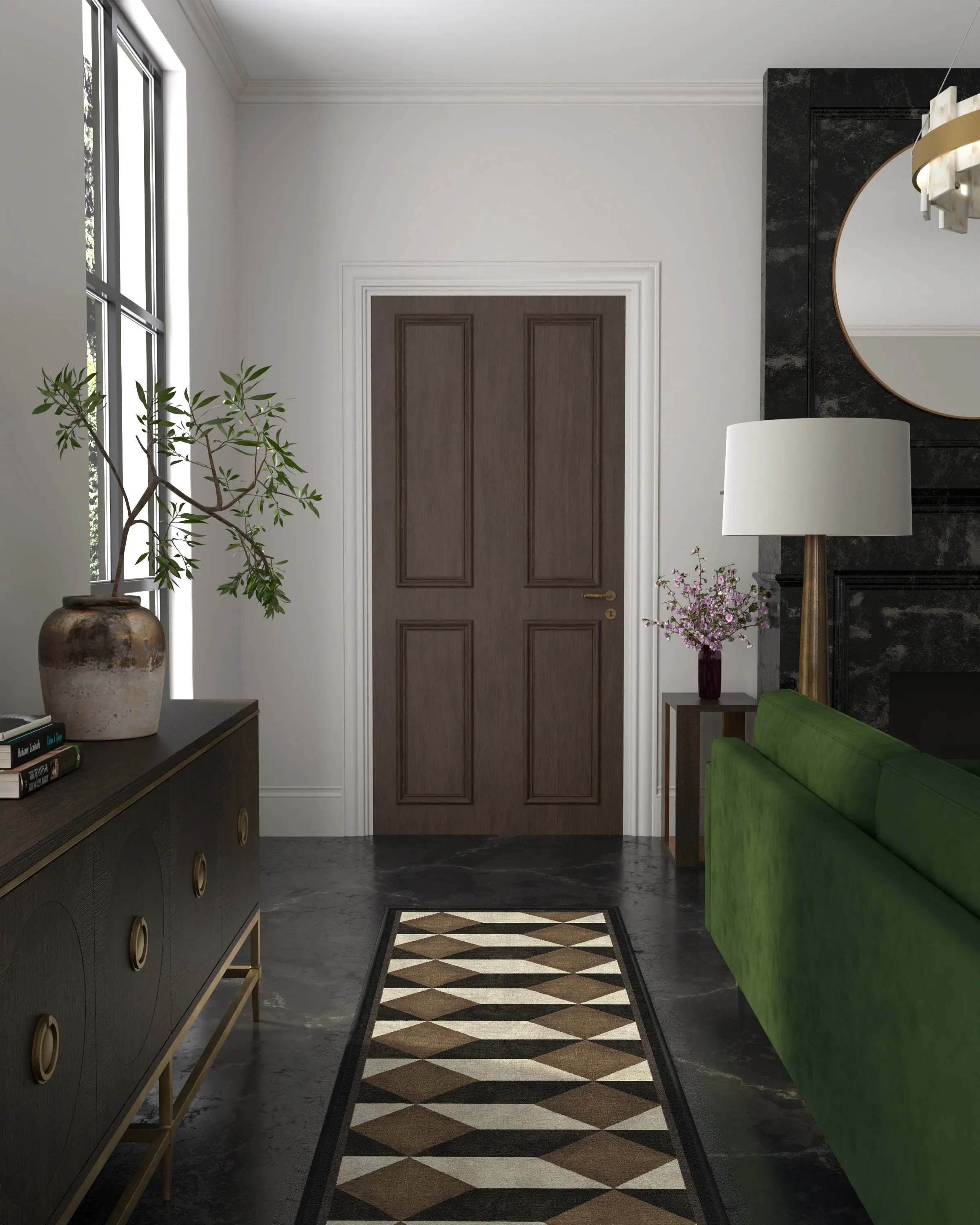 Machine Washable Area Rug - Black & Camel