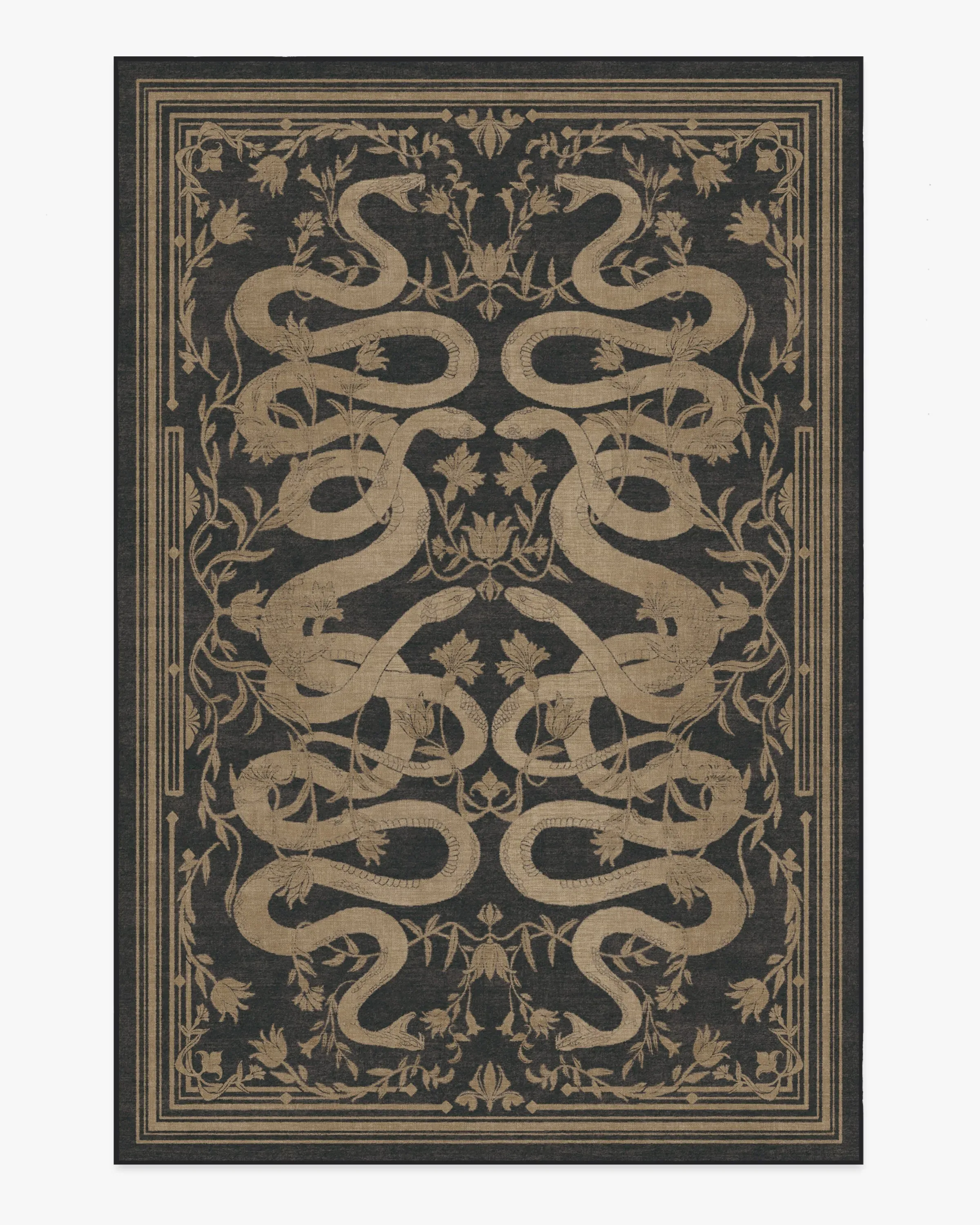 Machine Washable Area Rug - Black, Flatwoven
