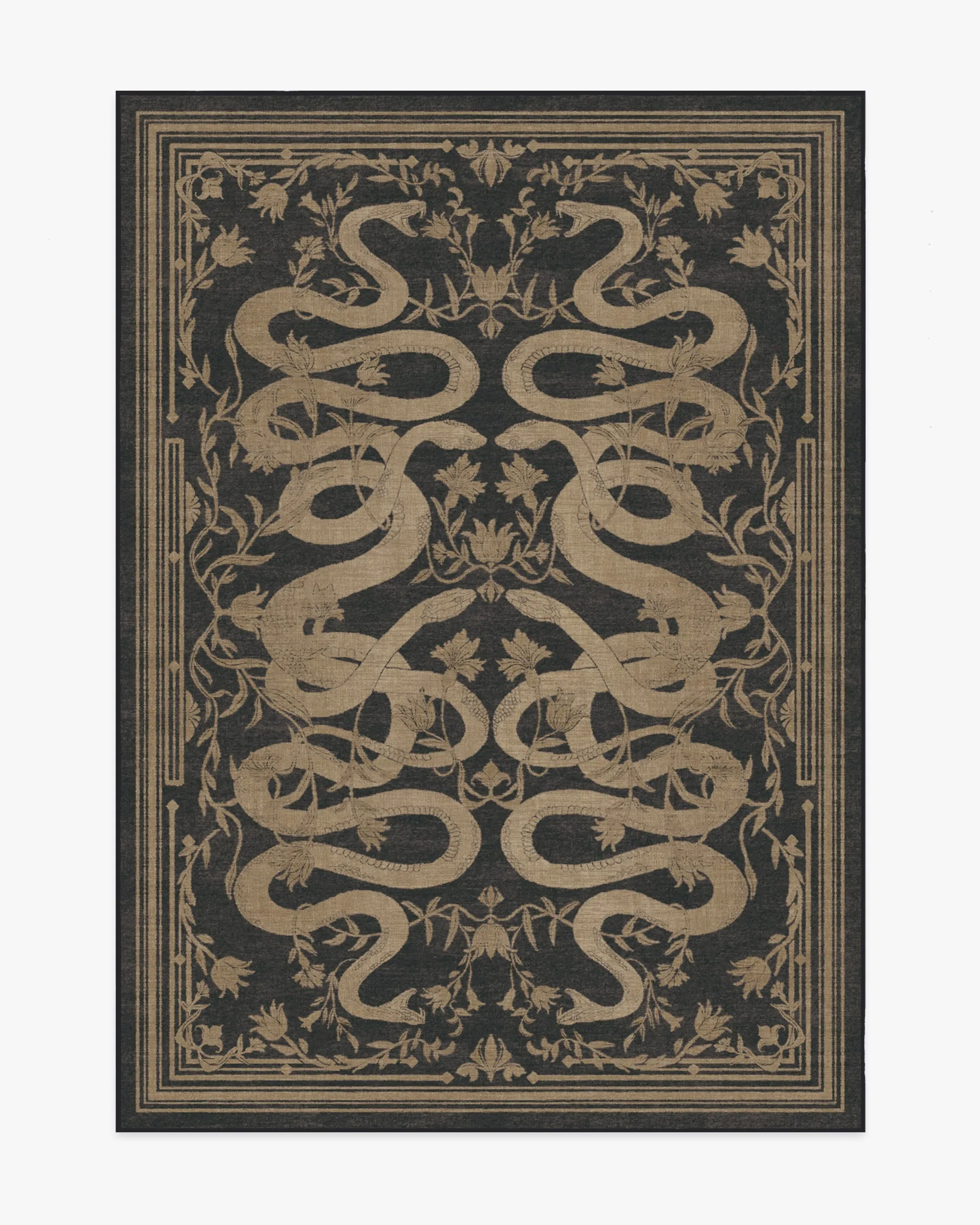 Machine Washable Area Rug - Black, Flatwoven