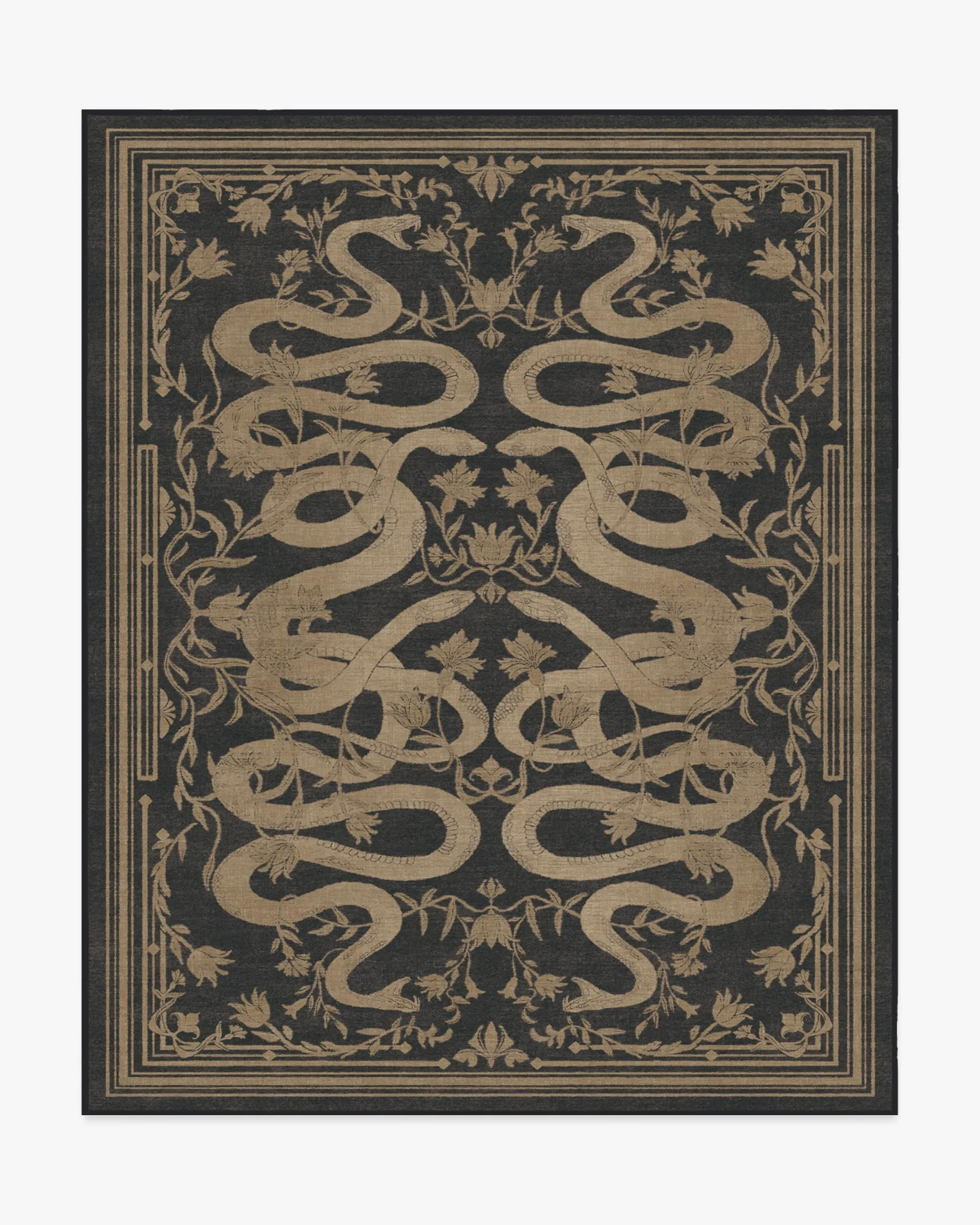 Machine Washable Area Rug - Black, Flatwoven
