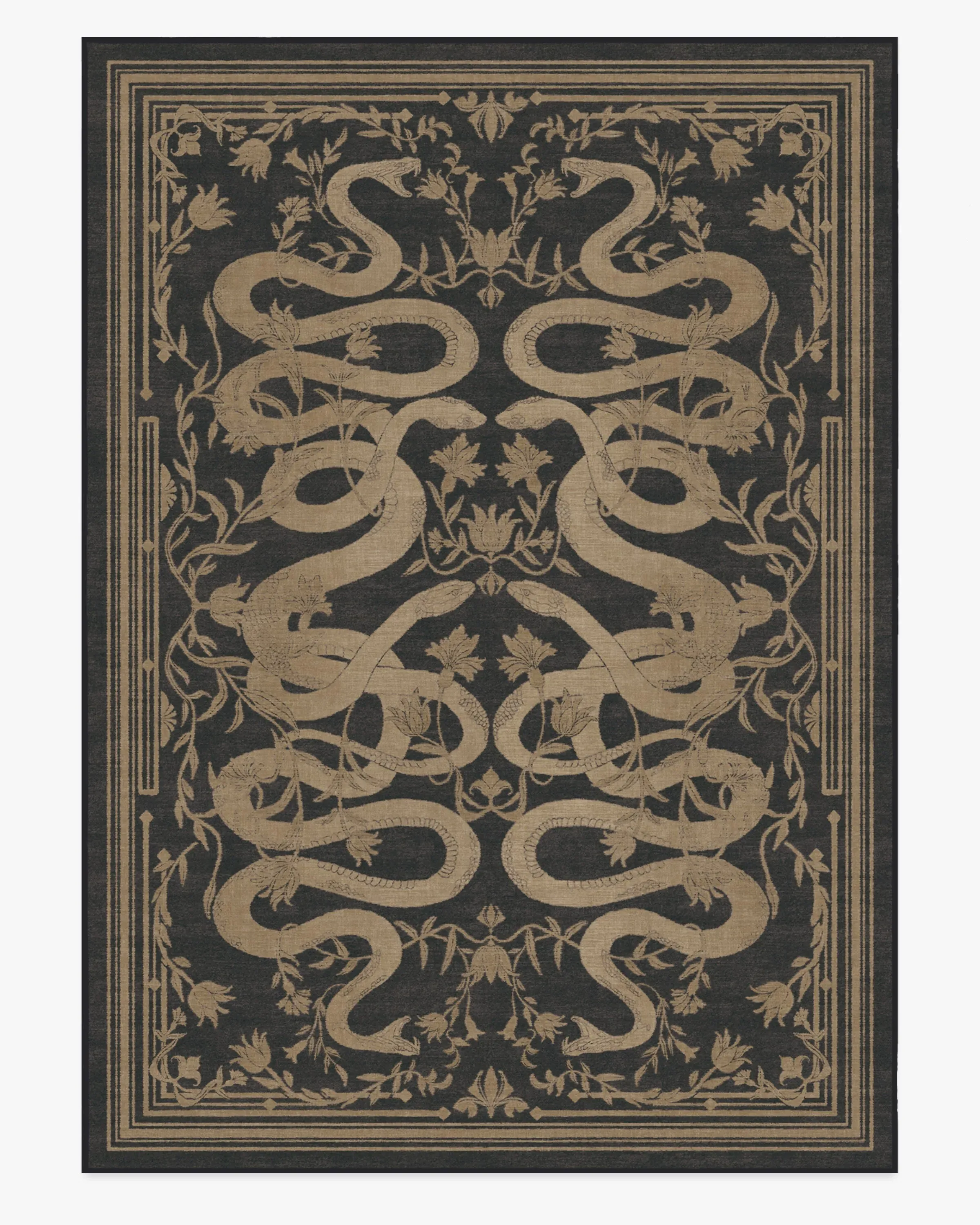 Machine Washable Area Rug - Black, Flatwoven
