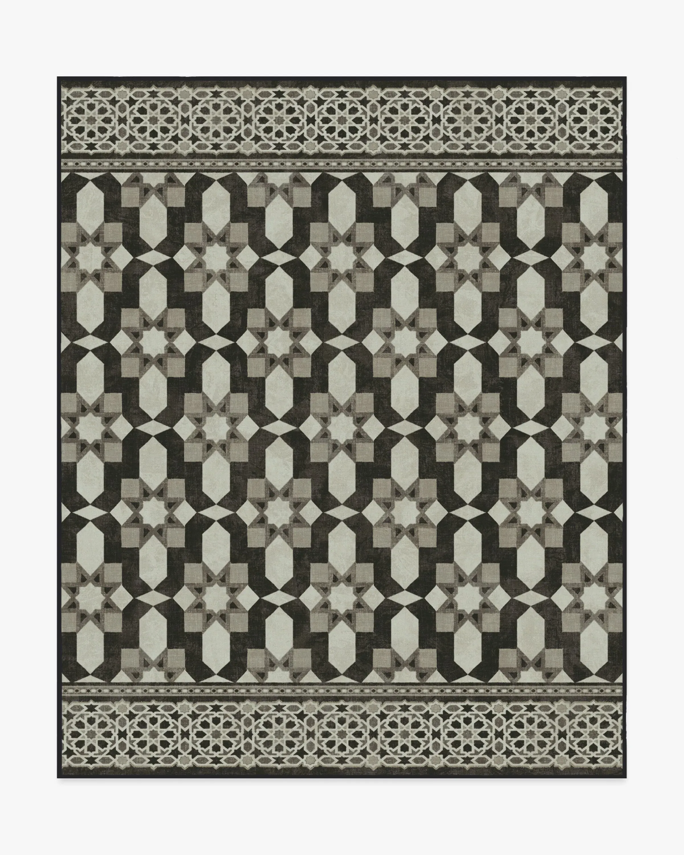 Machine Washable Area Rug - Black & Ivory