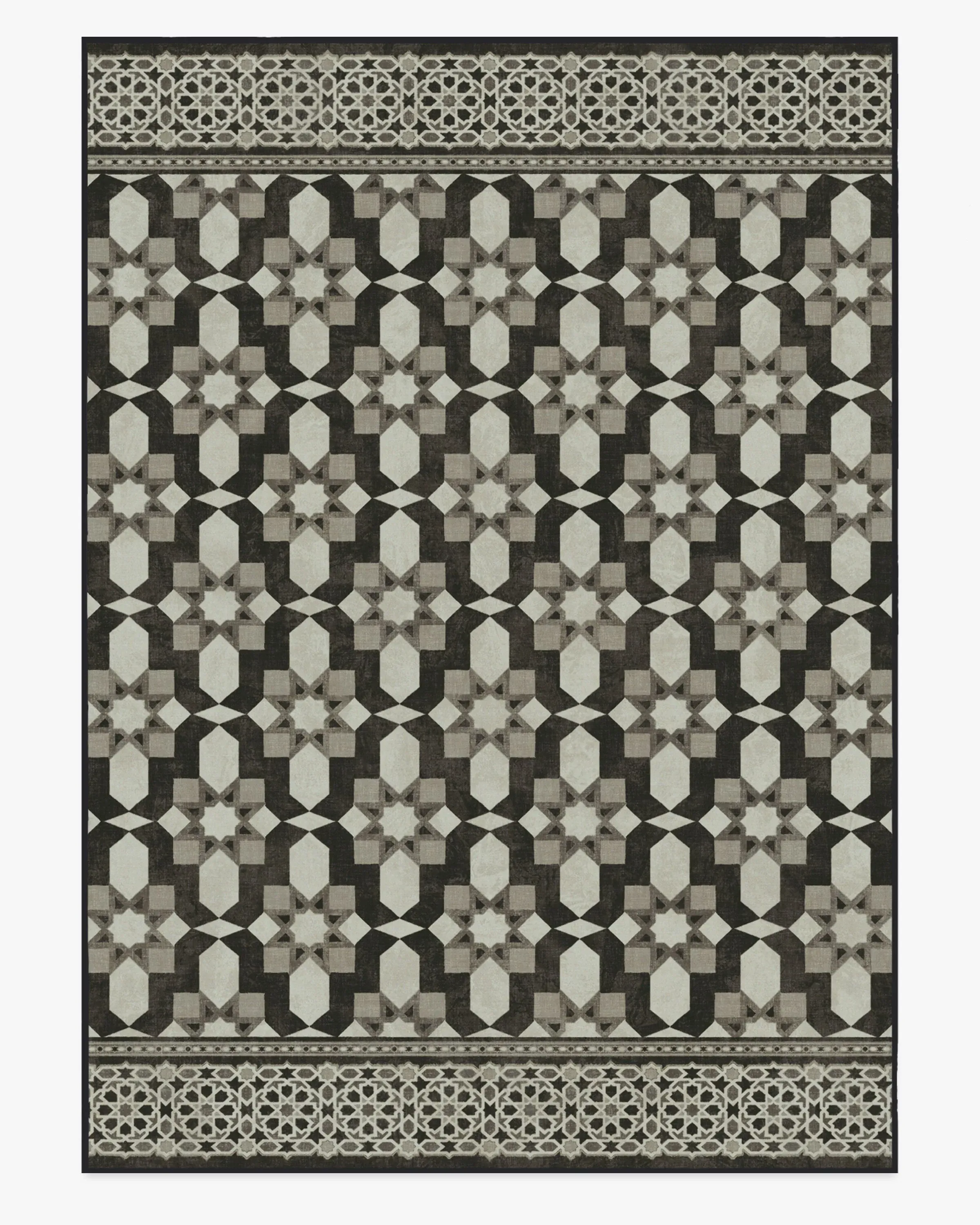 Machine Washable Area Rug - Black & Ivory