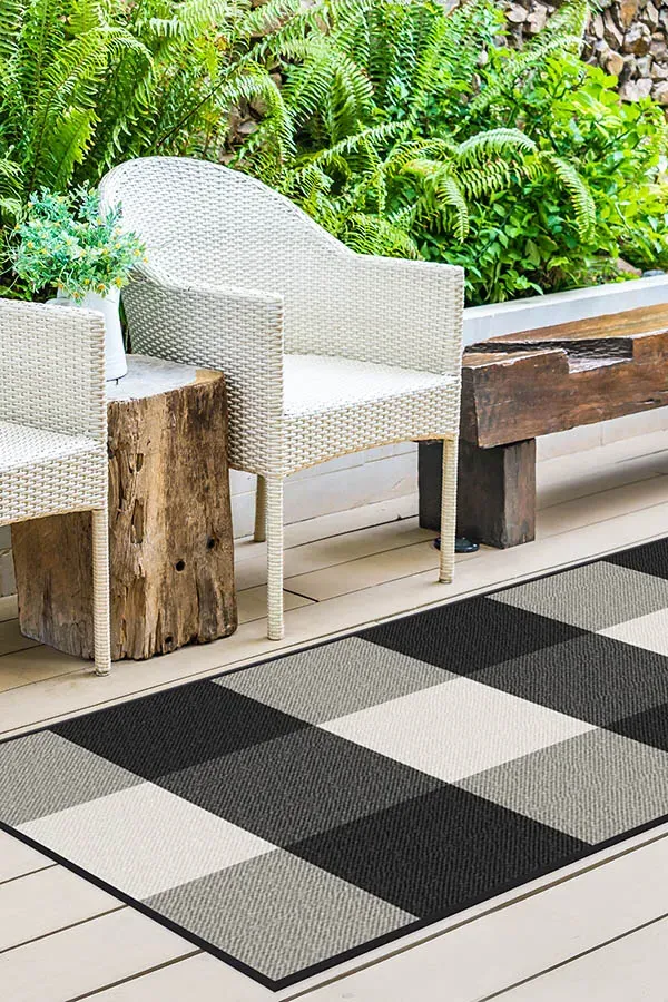 Machine Washable Area Rug - Black & White