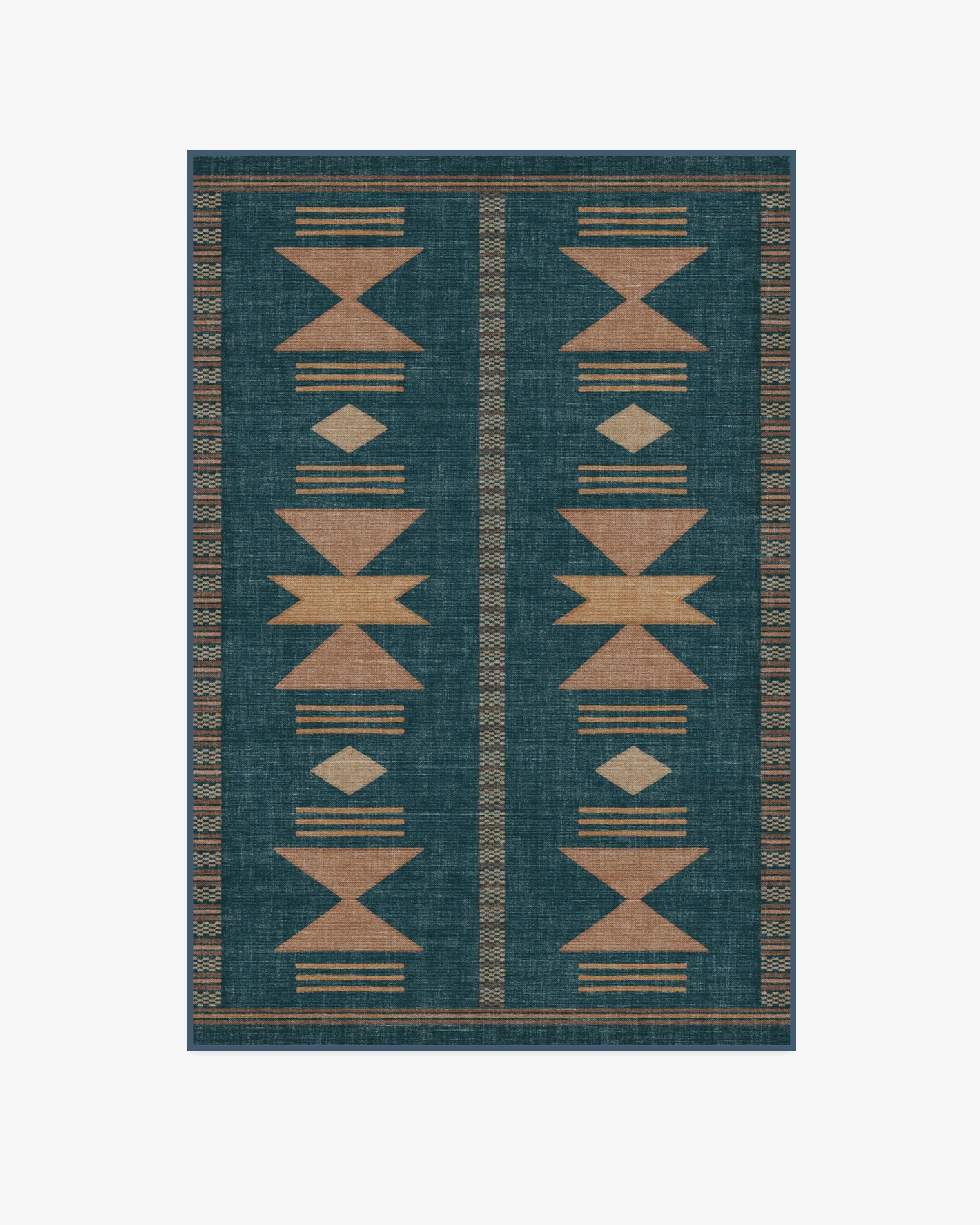 Machine Washable Area Rug - Blue, Flatwoven