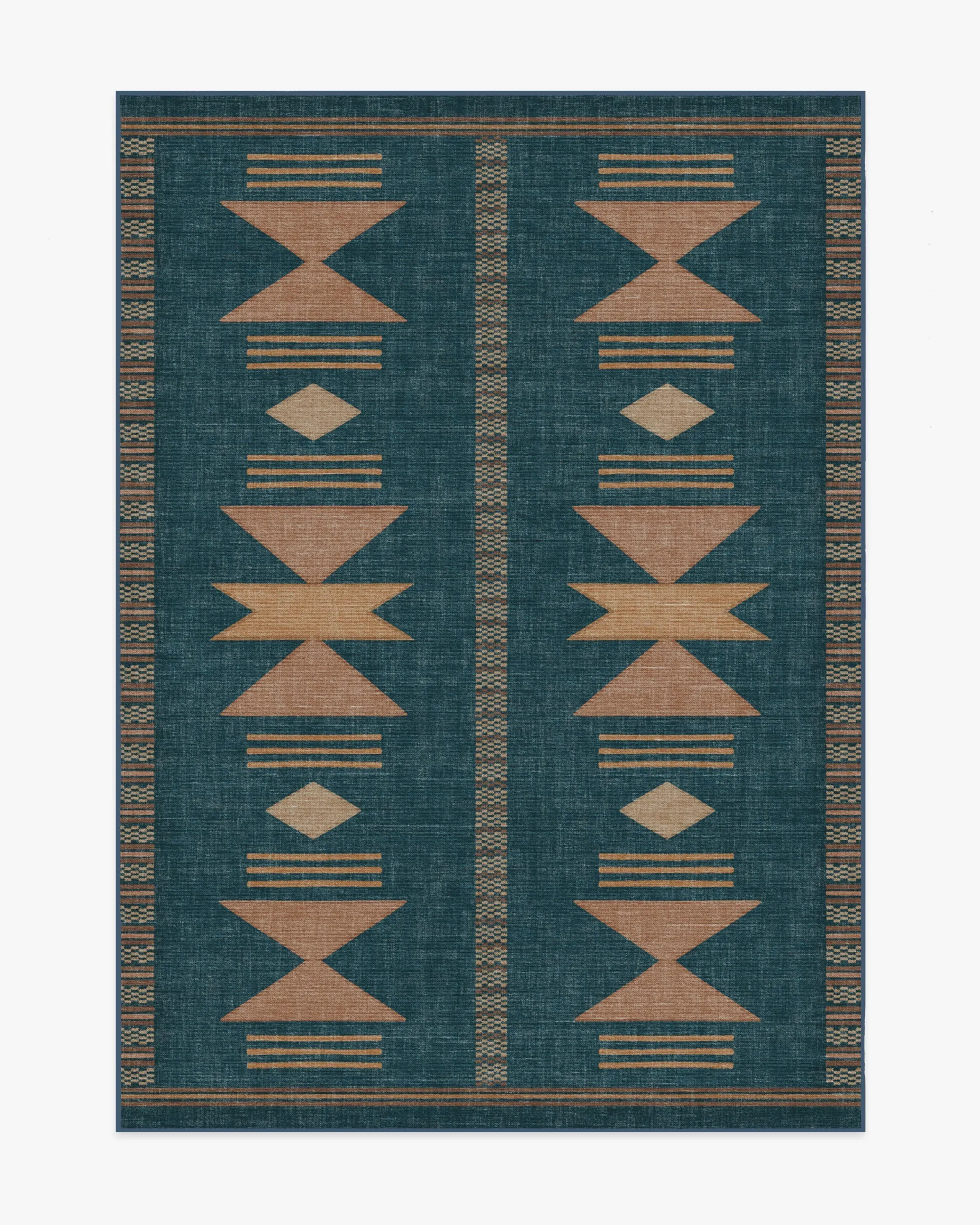 Machine Washable Area Rug - Blue, Flatwoven