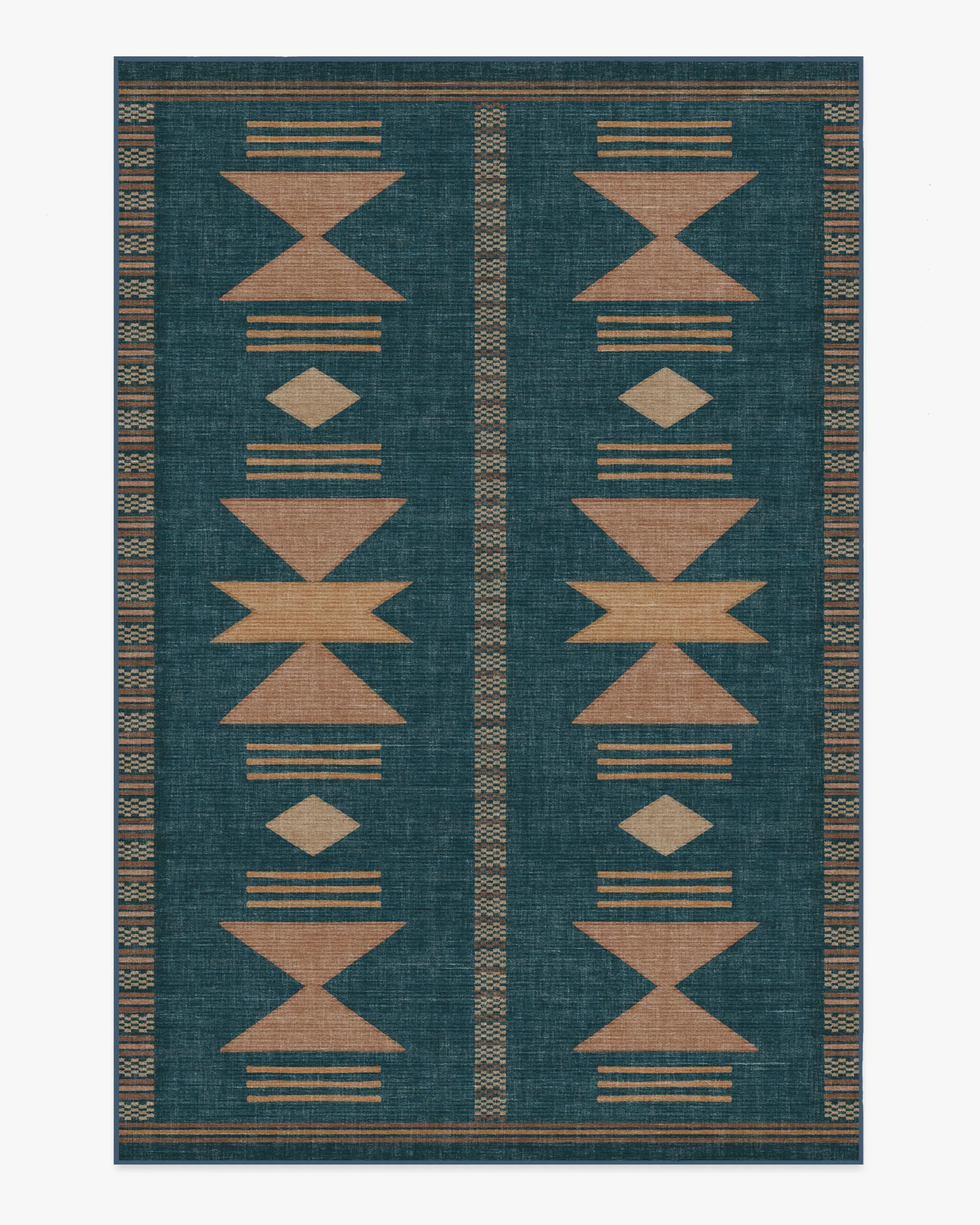 Machine Washable Area Rug - Blue, Flatwoven