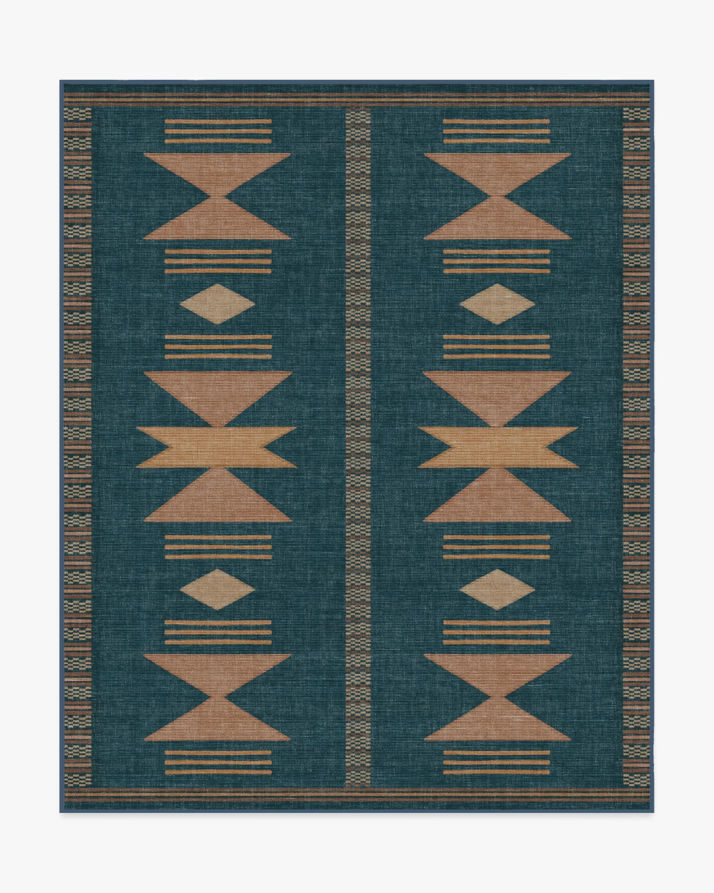 Machine Washable Area Rug - Blue, Flatwoven