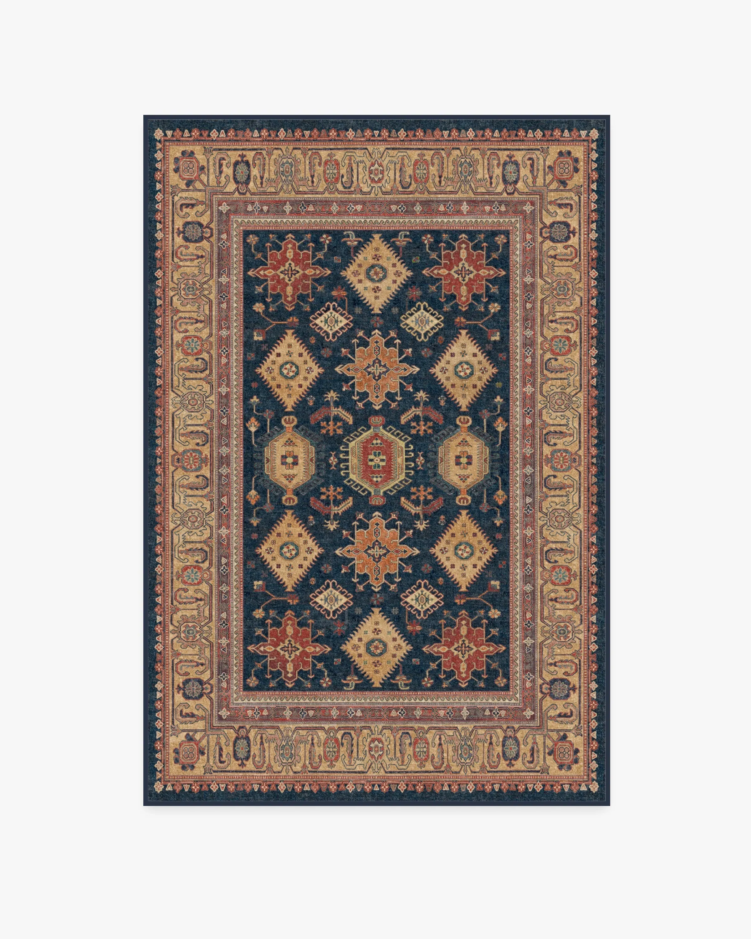Machine Washable Area Rug - Blue, Flatwoven
