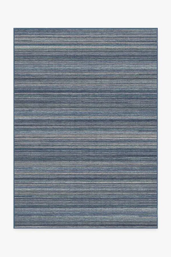 Machine Washable Area Rug - Blue, Flatwoven