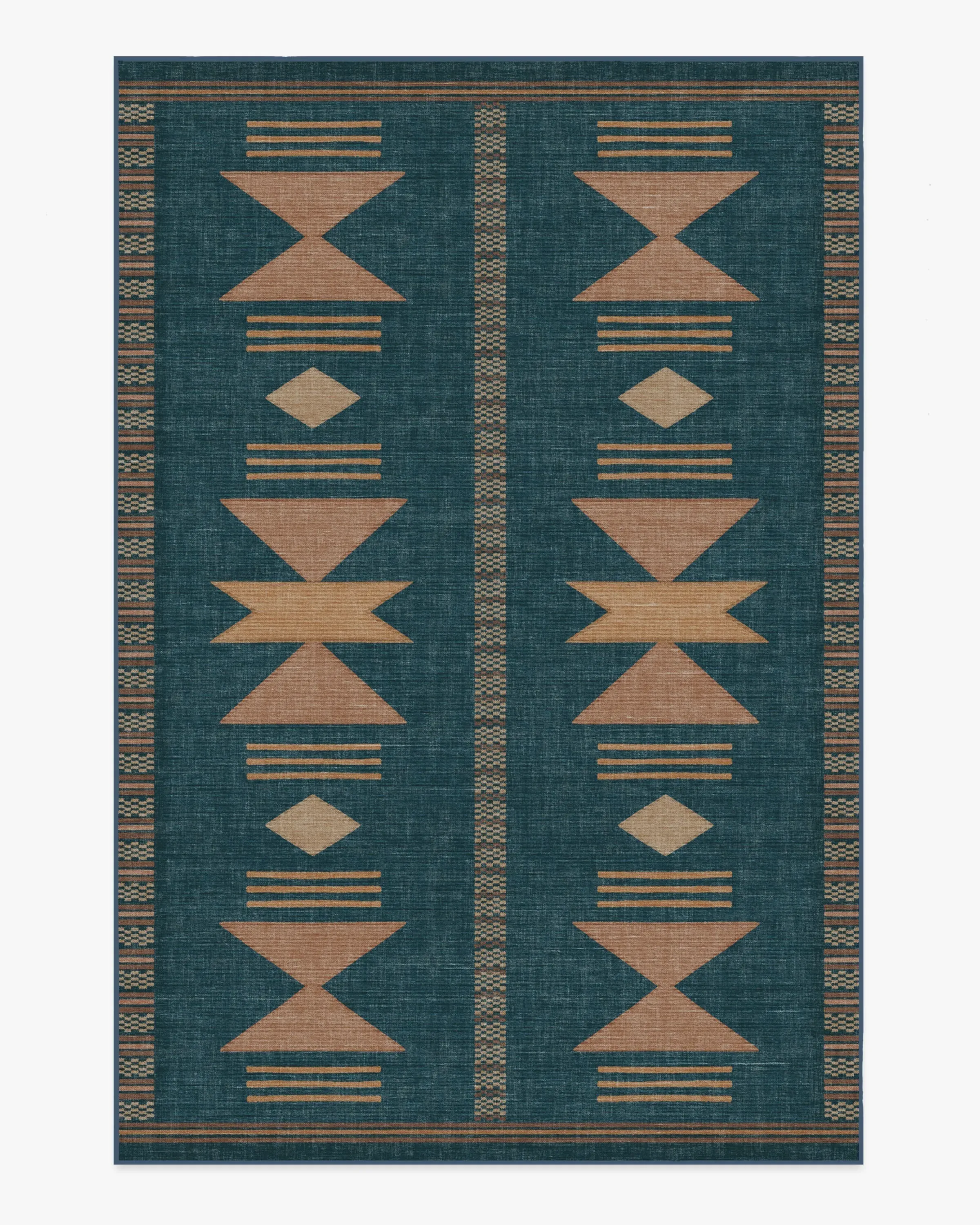 Machine Washable Area Rug - Blue, Flatwoven