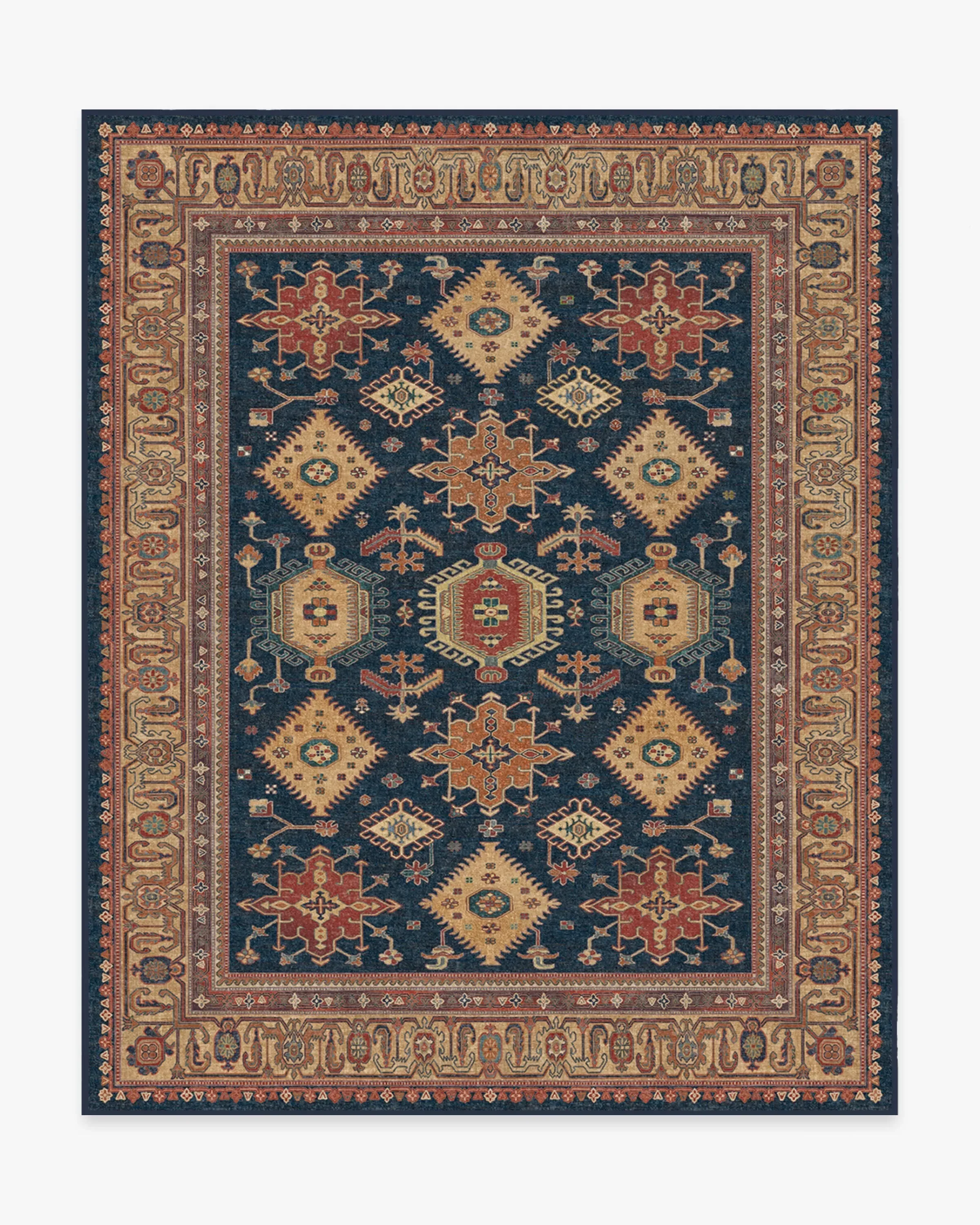 Machine Washable Area Rug - Blue, Flatwoven
