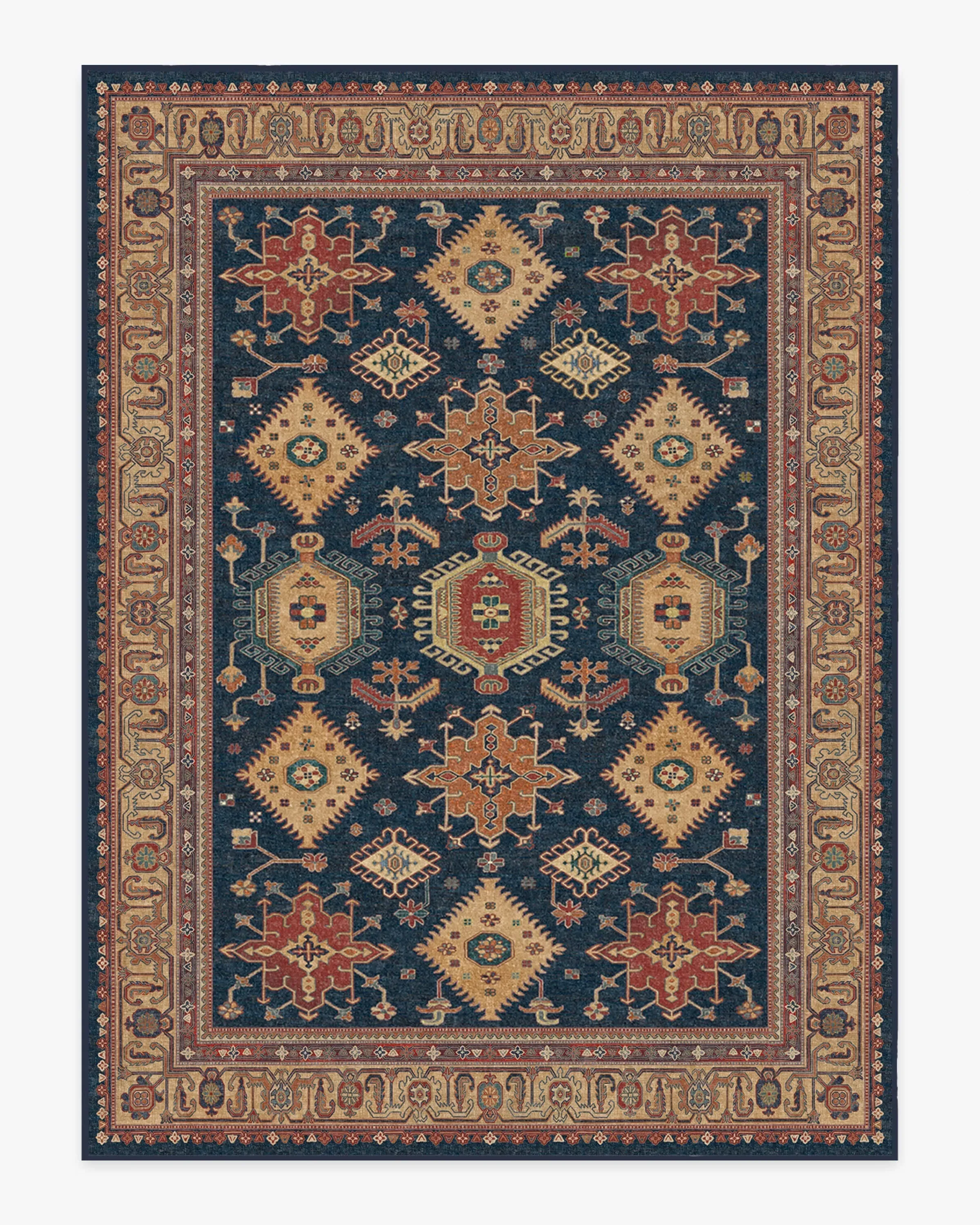 Machine Washable Area Rug - Blue, Flatwoven