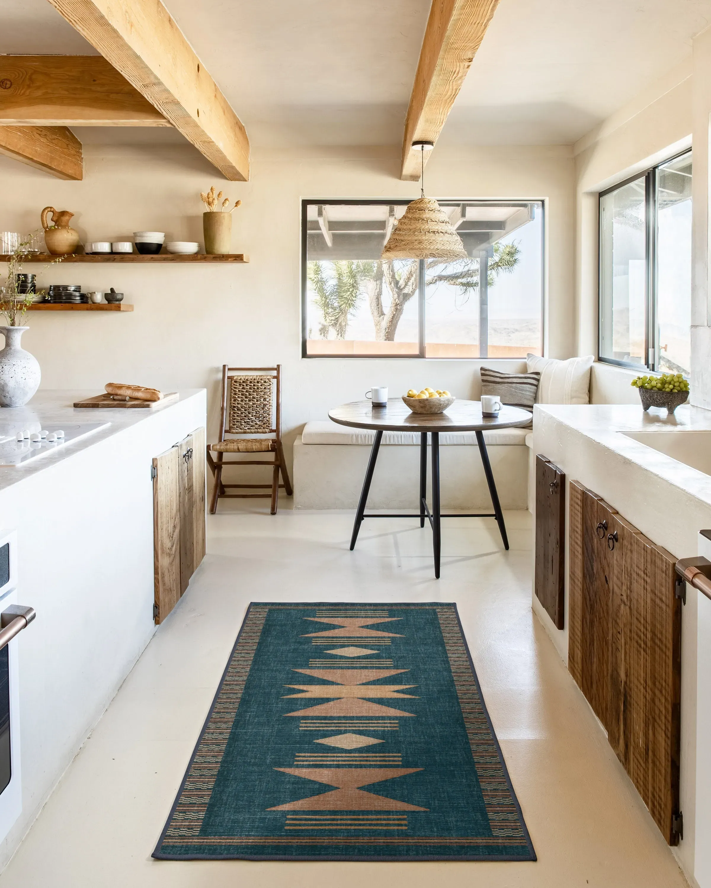 Machine Washable Area Rug - Blue, Flatwoven