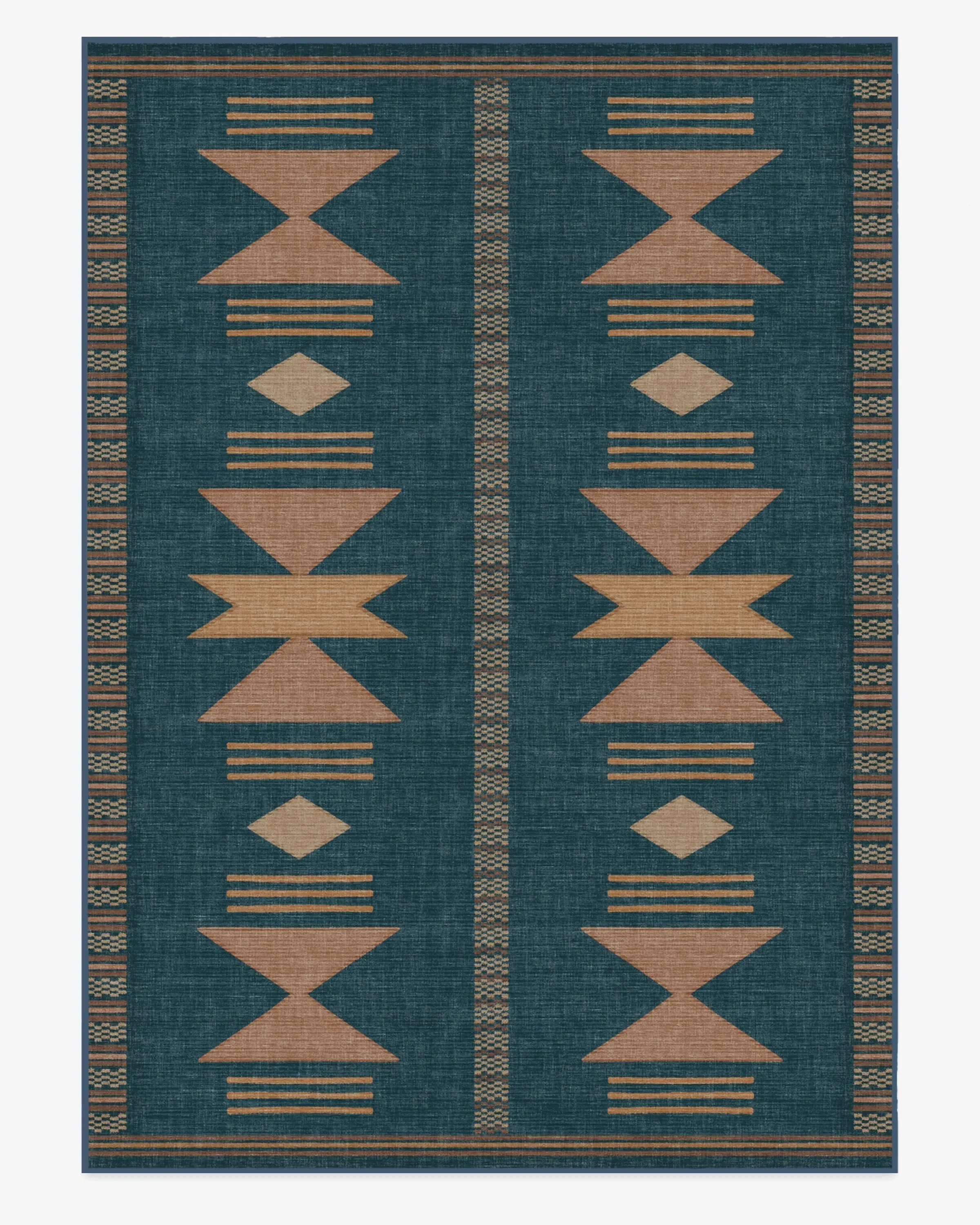 Machine Washable Area Rug - Blue, Flatwoven