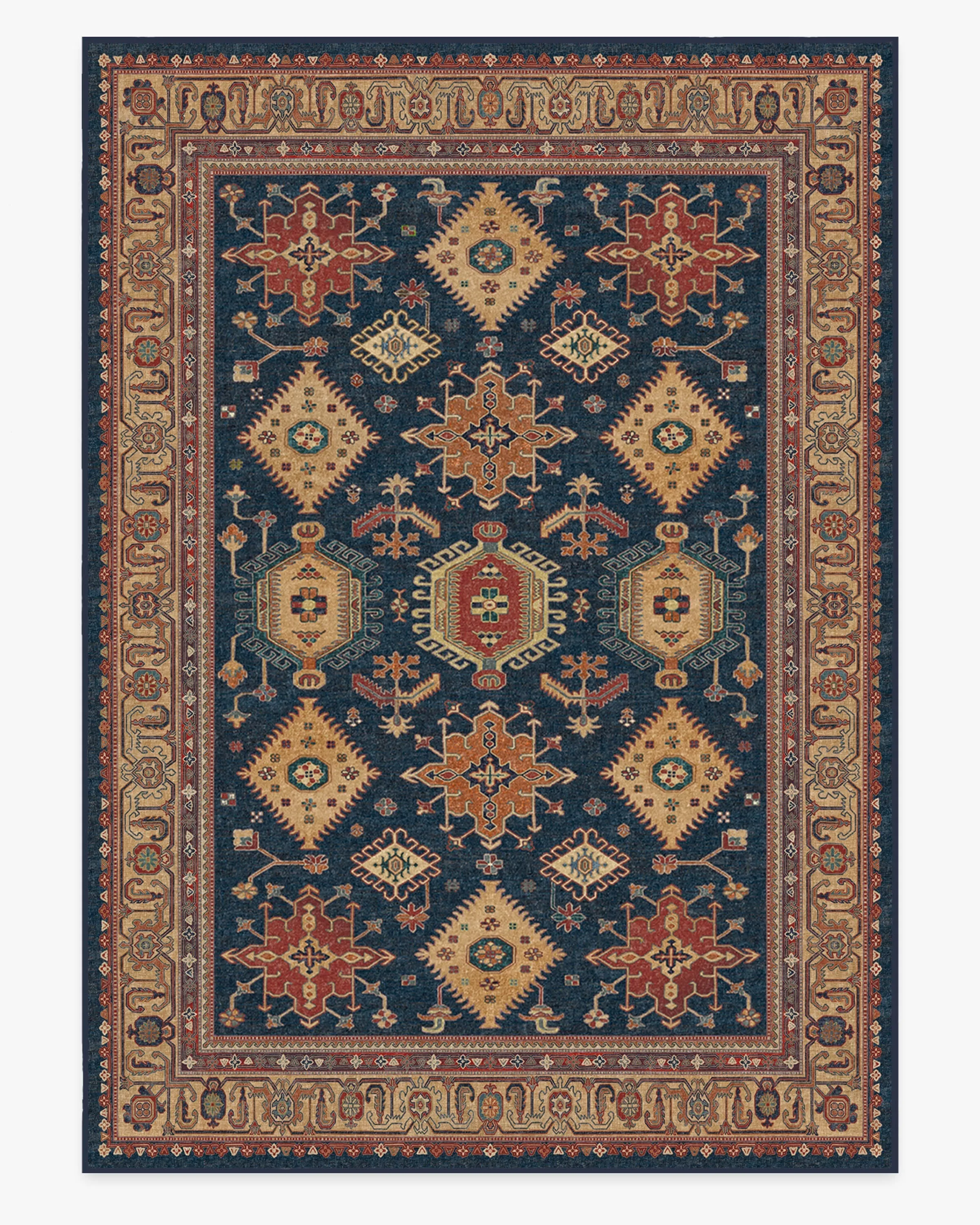 Machine Washable Area Rug - Blue, Flatwoven
