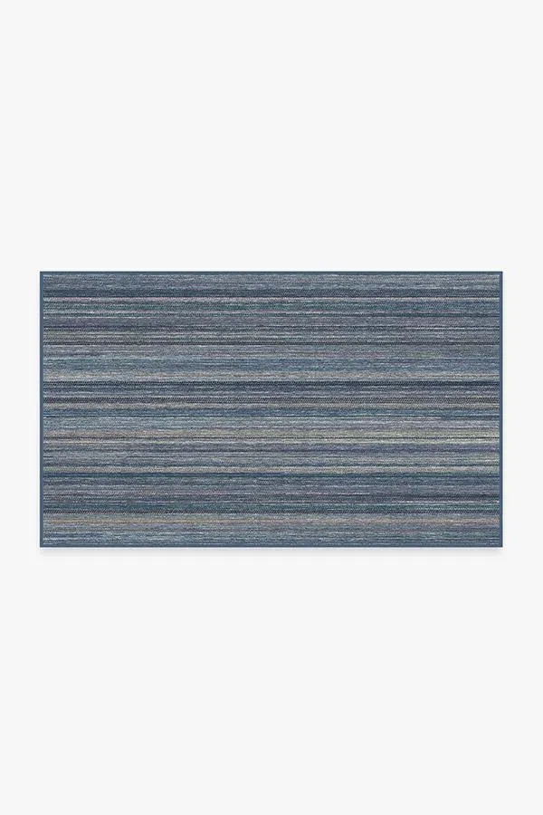 Machine Washable Area Rug - Blue, Flatwoven
