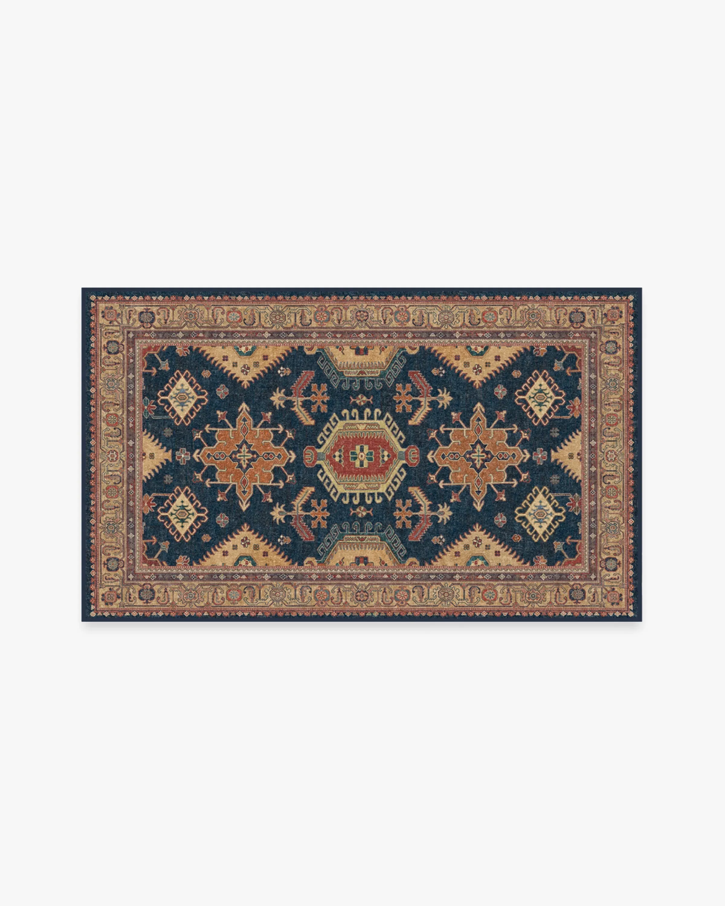 Machine Washable Area Rug - Blue, Flatwoven