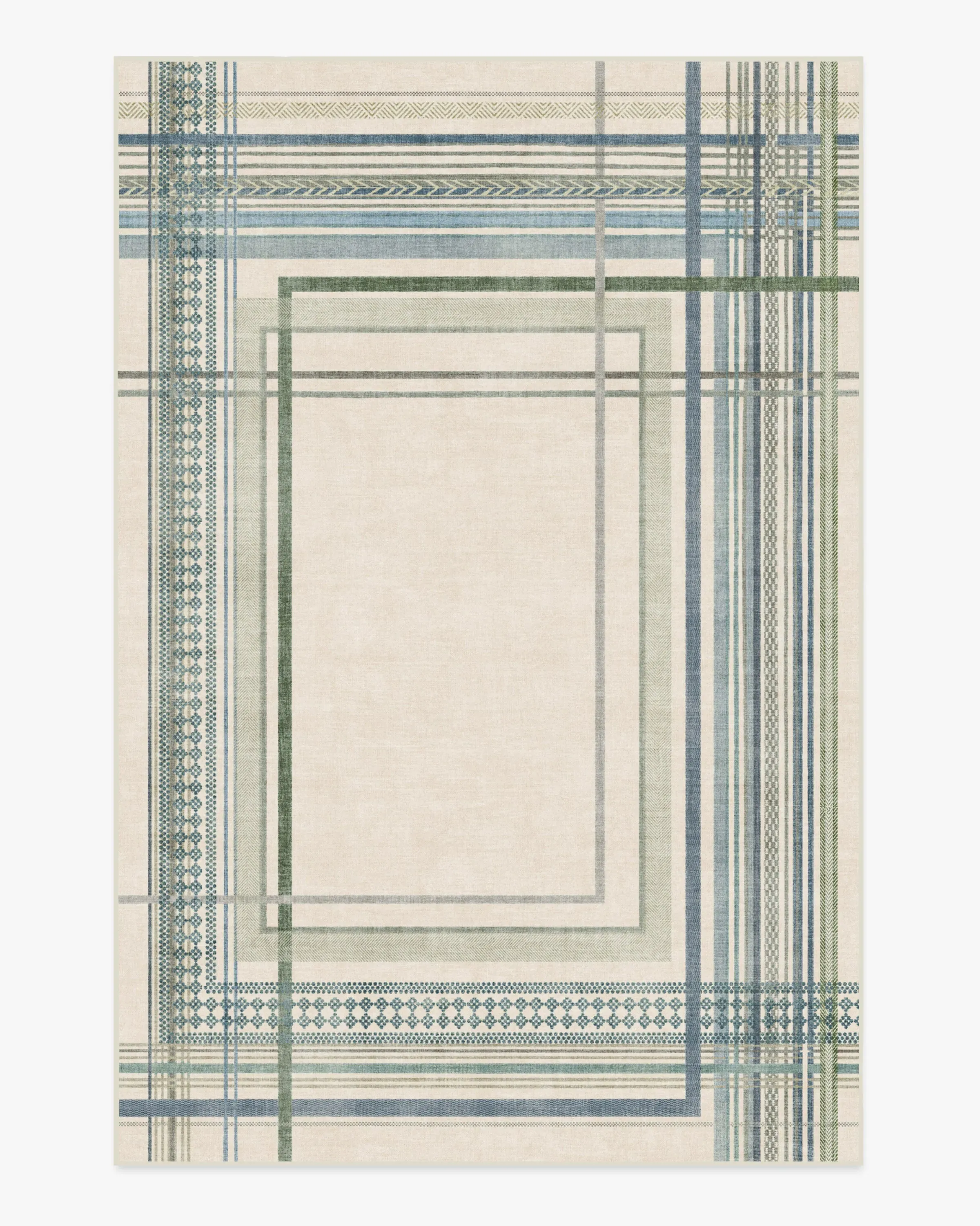 Machine Washable Area Rug - Blue & Green