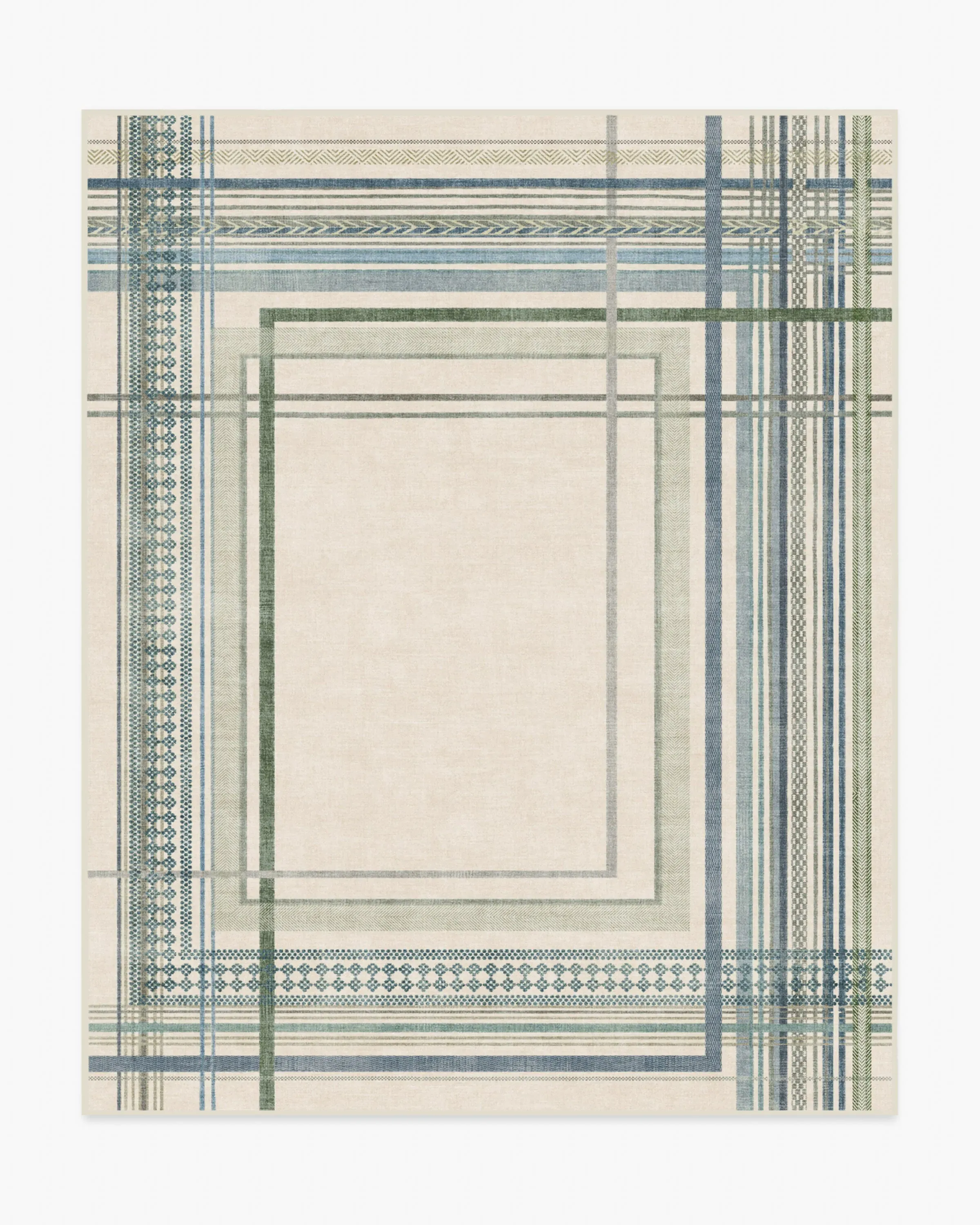Machine Washable Area Rug - Blue & Green