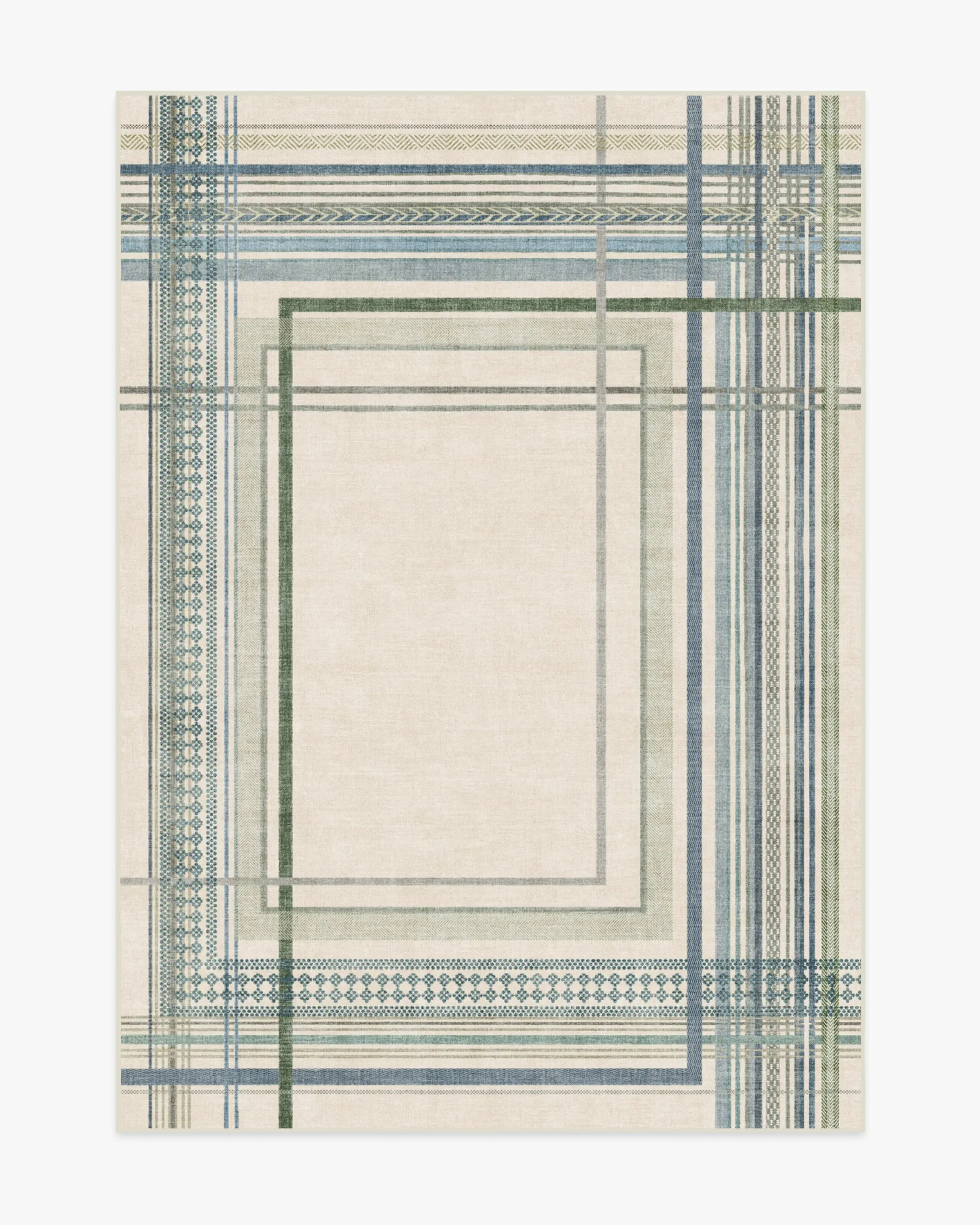 Machine Washable Area Rug - Blue & Green
