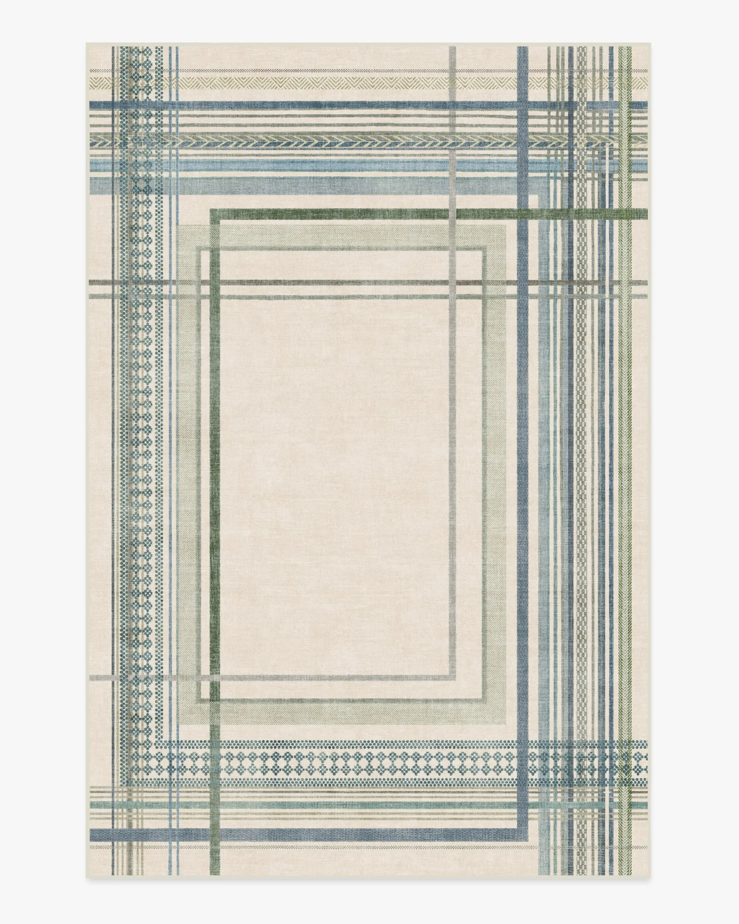 Machine Washable Area Rug - Blue & Green