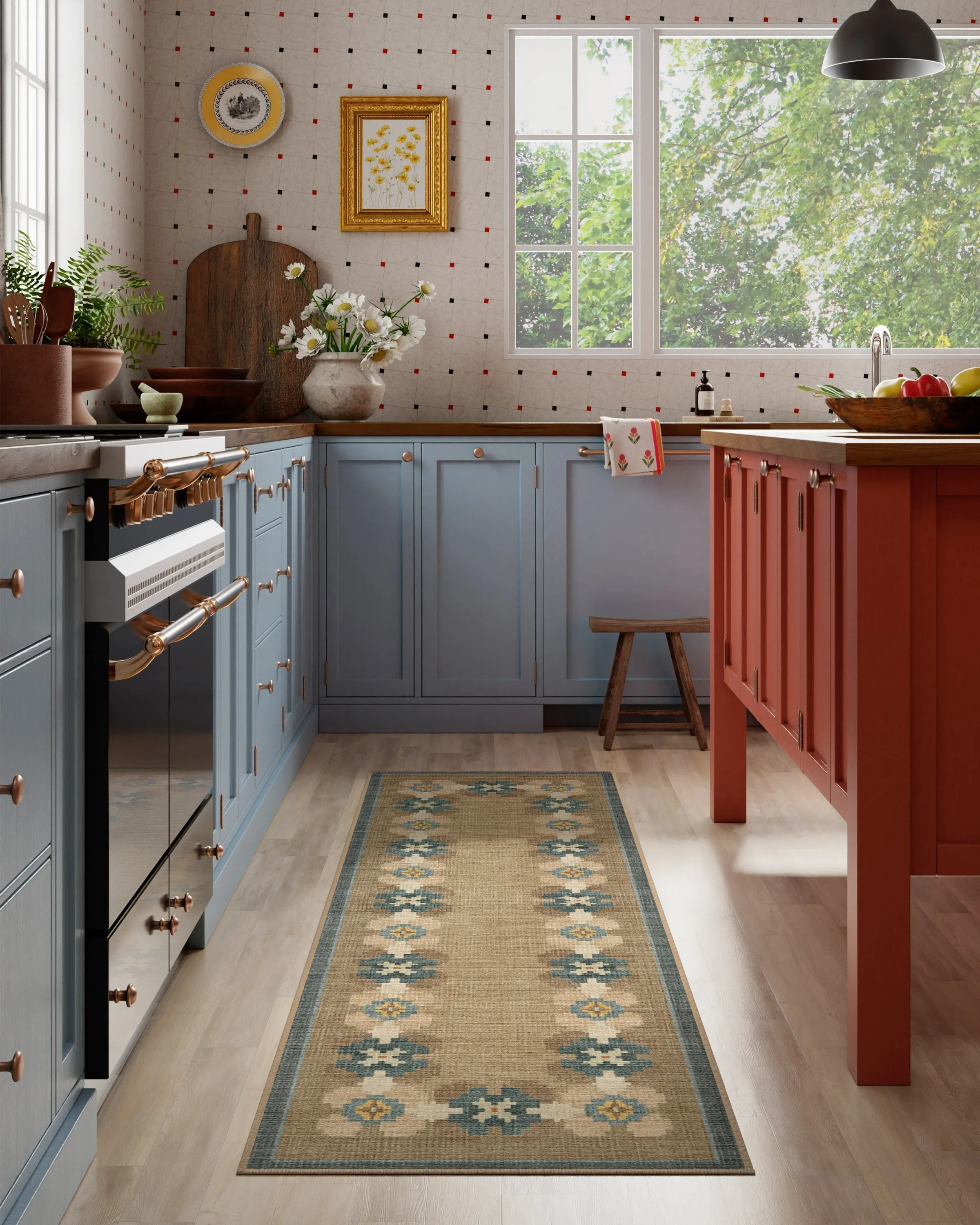 Machine Washable Area Rug - Blue, Polyester