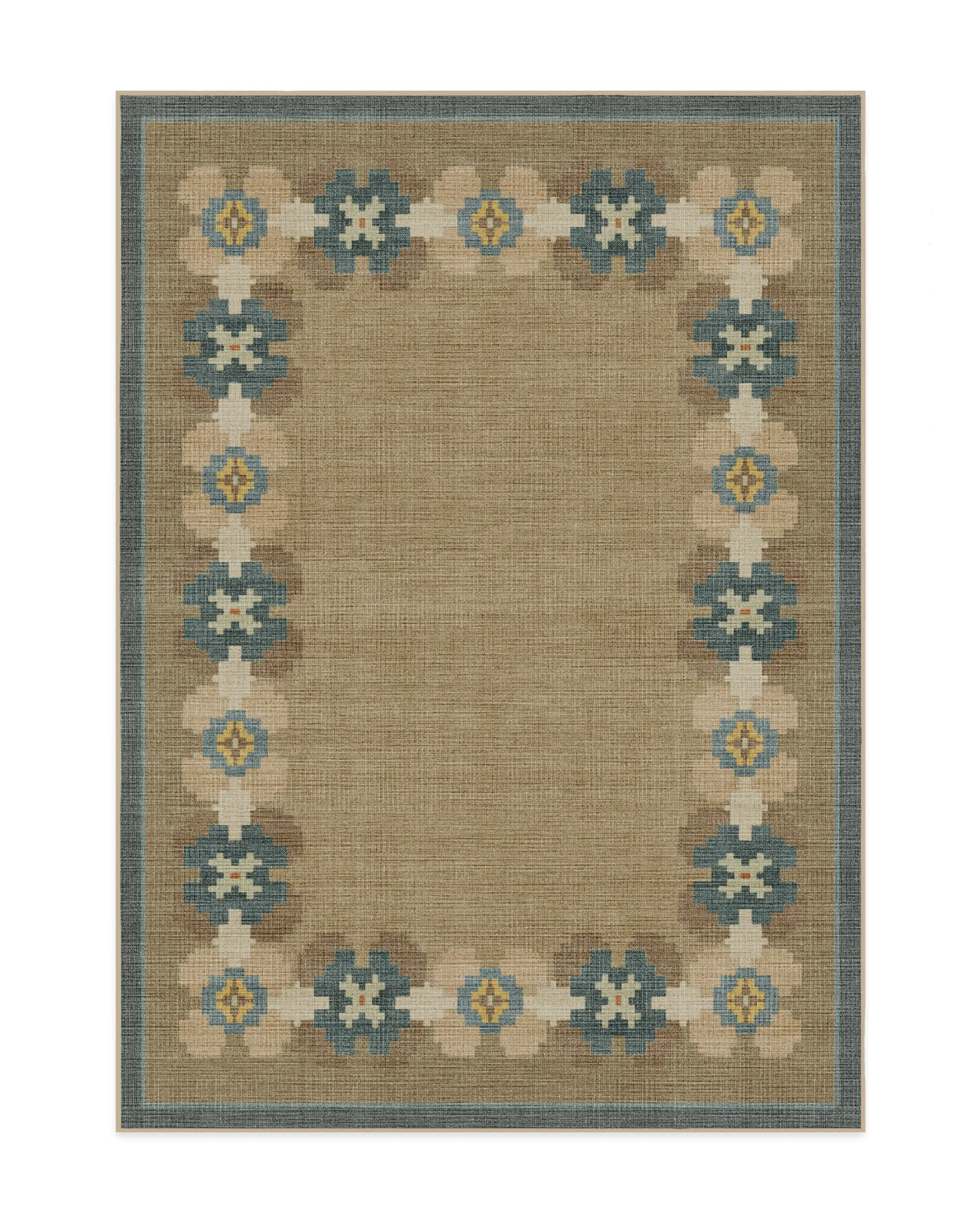 Machine Washable Area Rug - Blue, Polyester