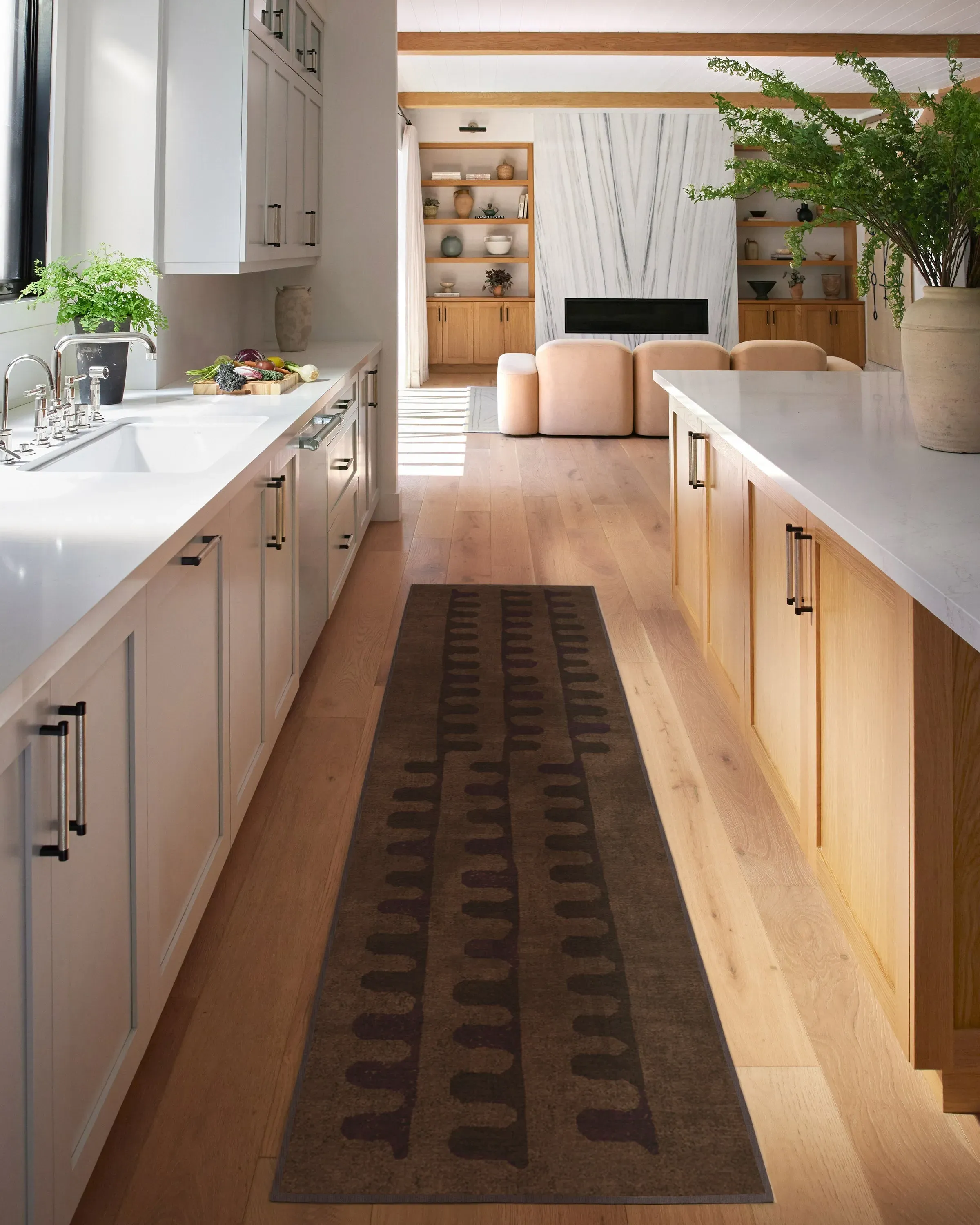 Machine Washable Area Rug - Brown, Flatwoven