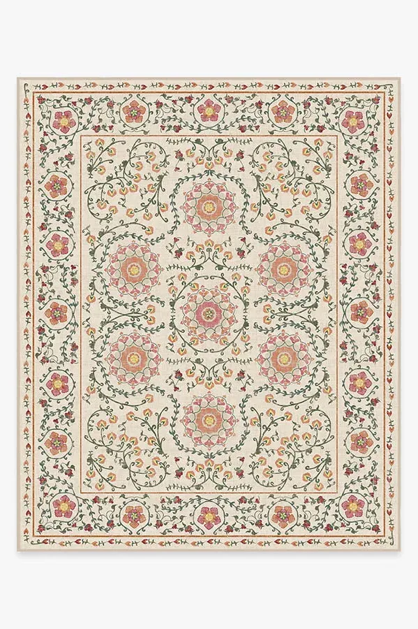 Machine Washable Area Rug - Coral, Floral