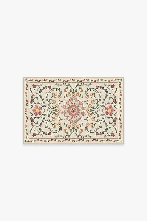 Machine Washable Area Rug - Coral, Floral image