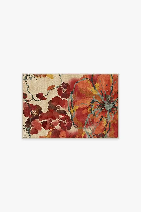 Machine Washable Area Rug - Coral, Watercolour image