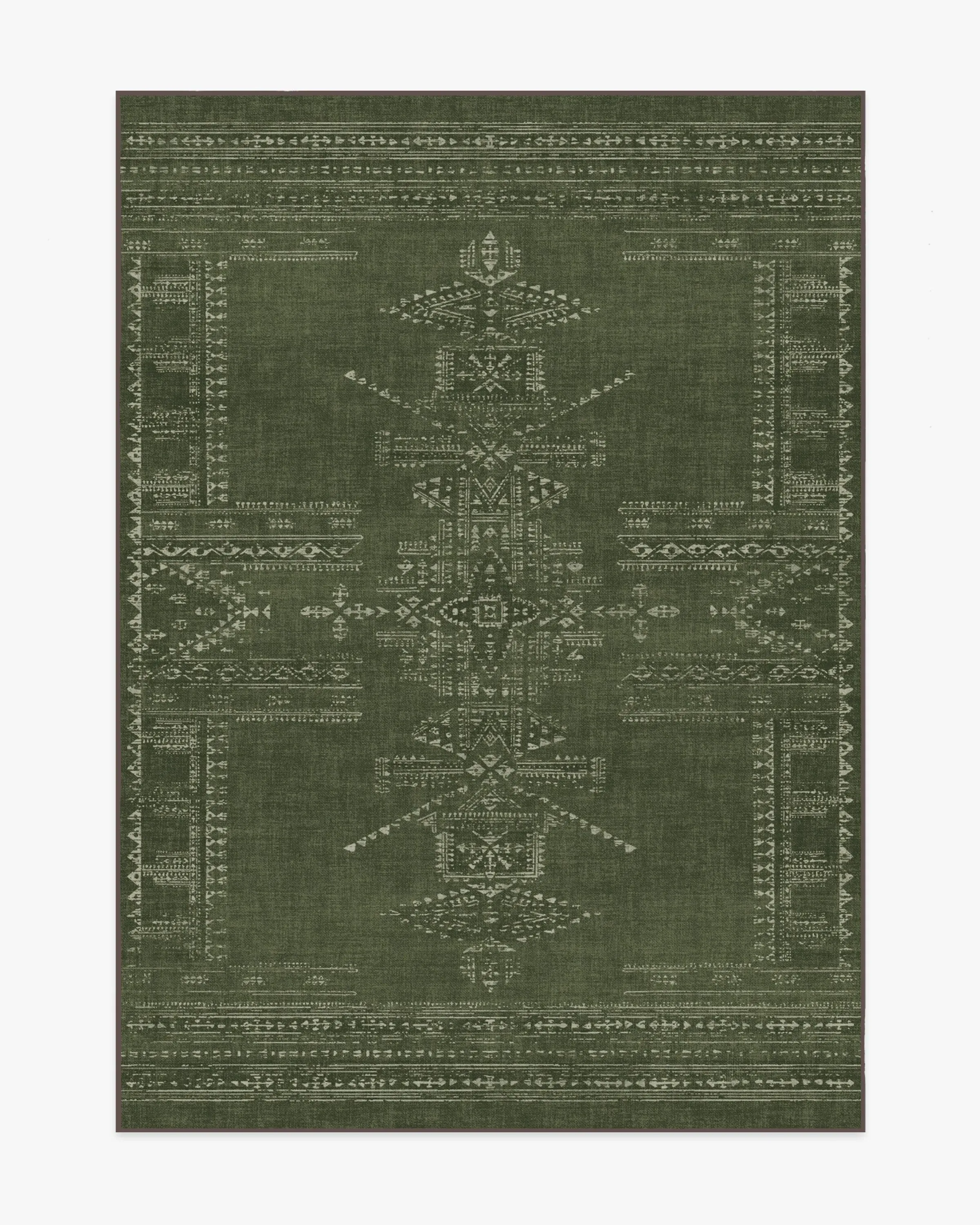 Machine Washable Area Rug - Green, Flatwoven