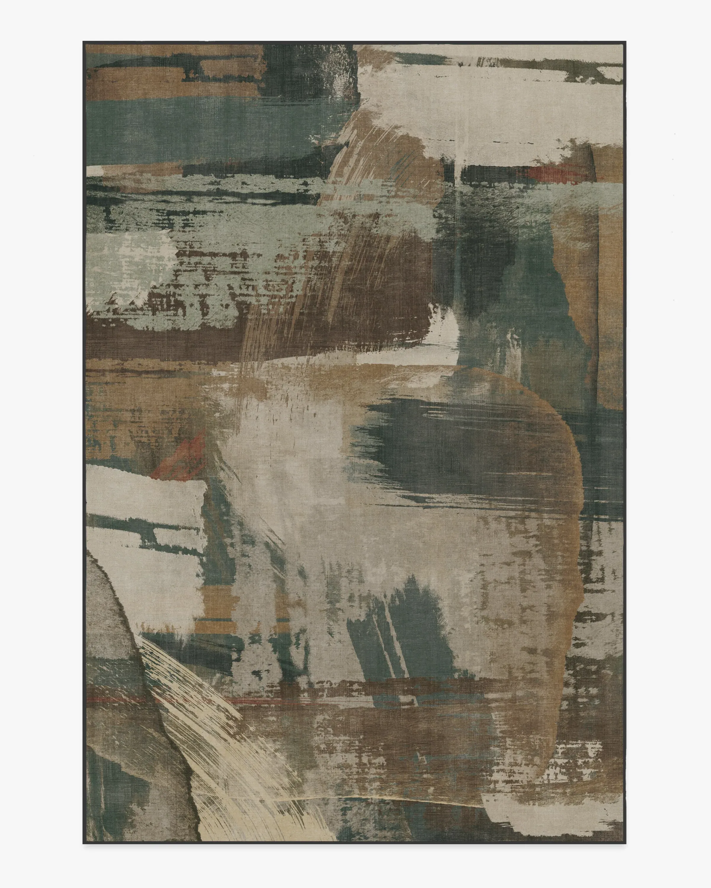 Machine Washable Area Rug - Green, Flatwoven