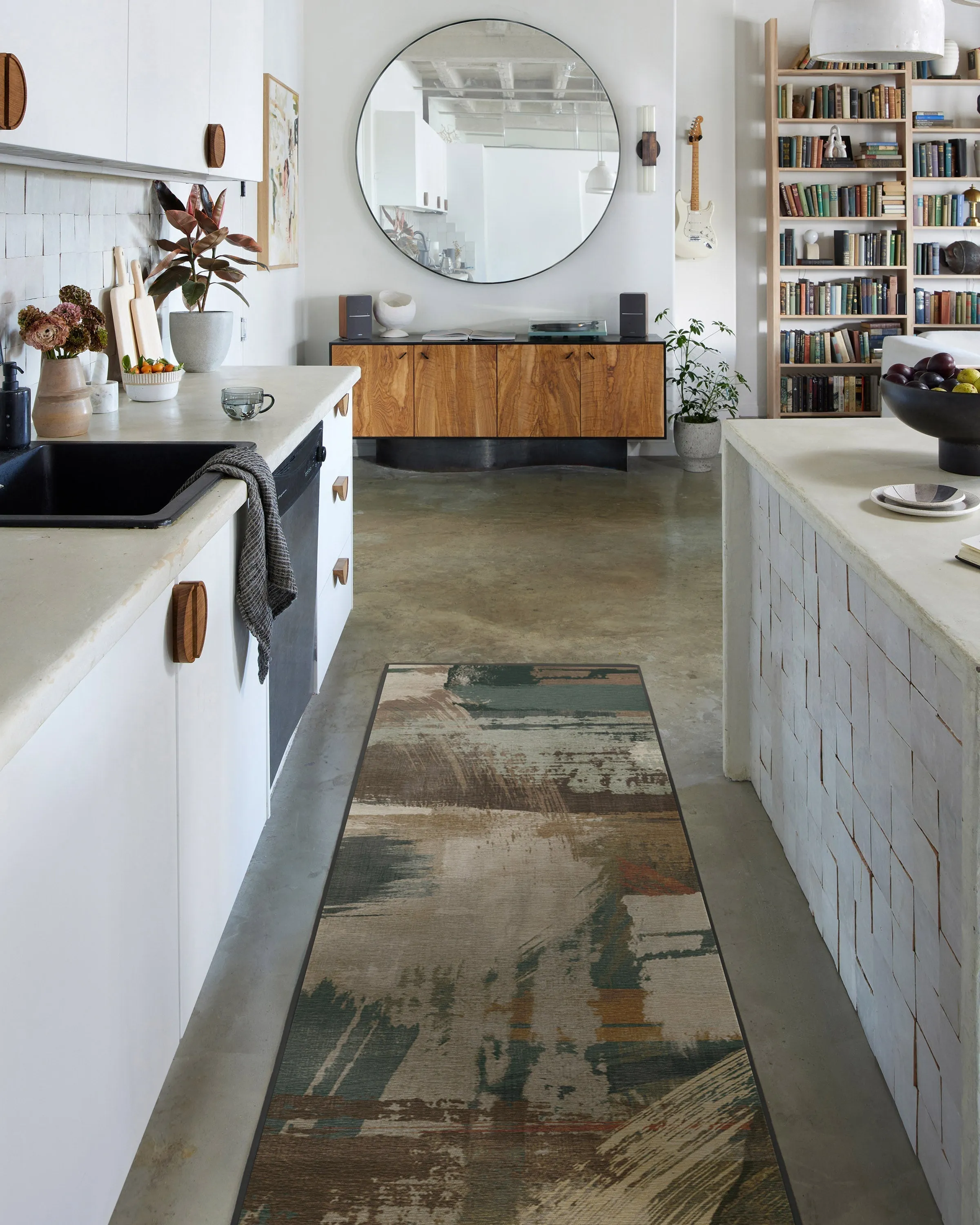 Machine Washable Area Rug - Green, Flatwoven