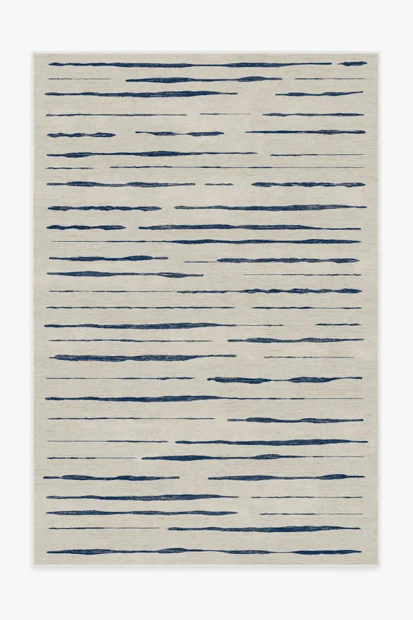 Machine Washable Area Rug - Indigo Stripe