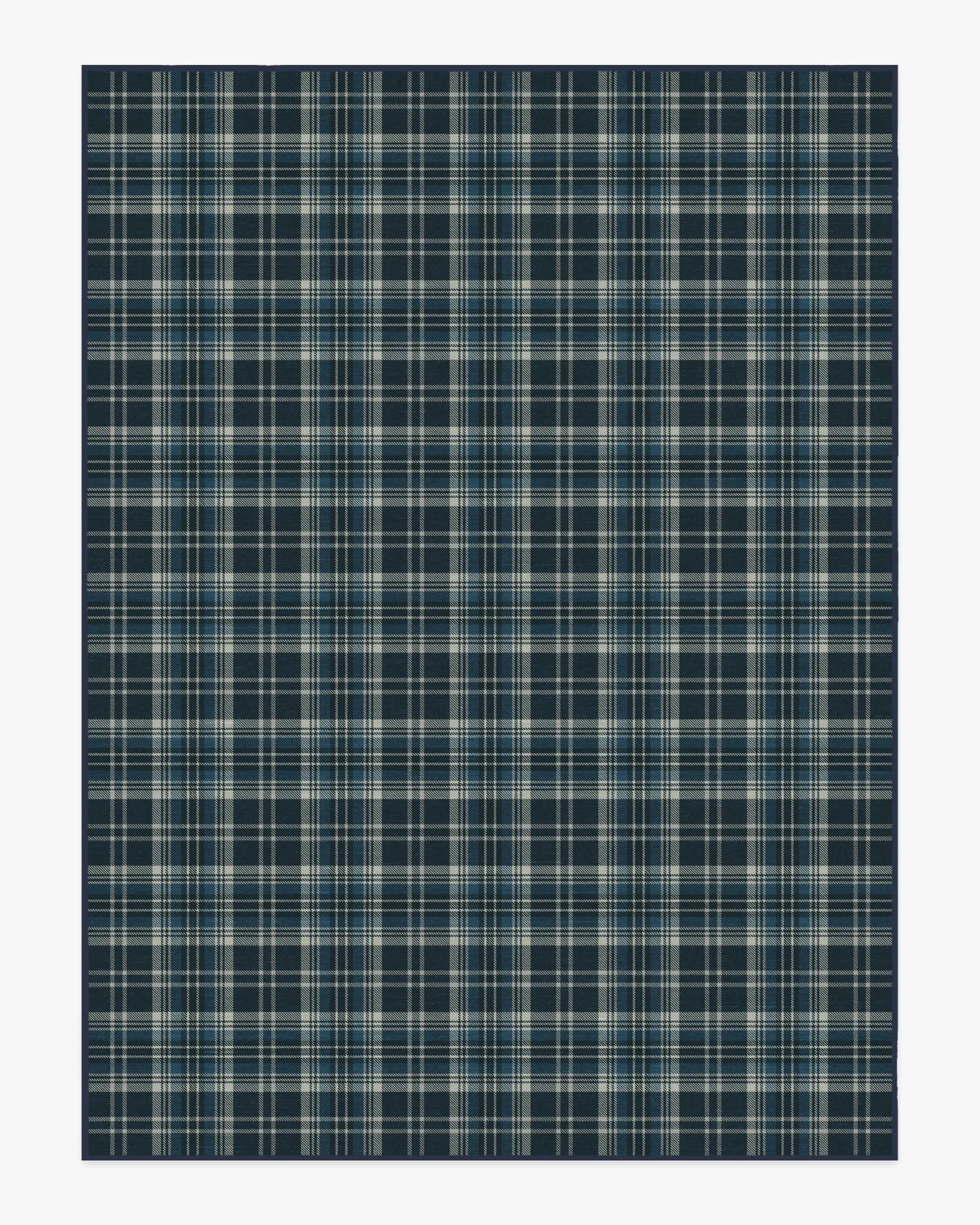 Machine Washable Area Rug - Navy Tartan