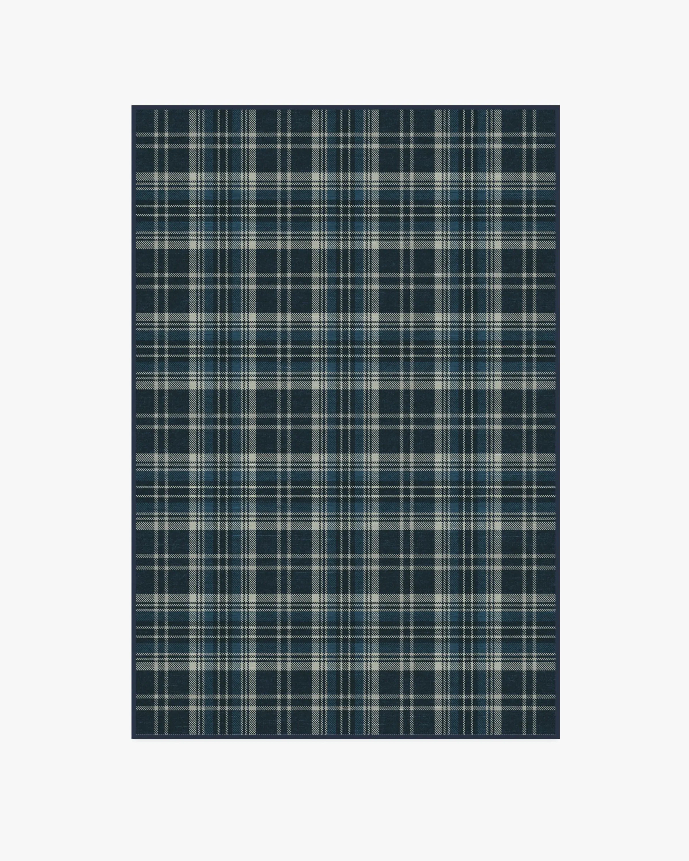 Machine Washable Area Rug - Navy Tartan