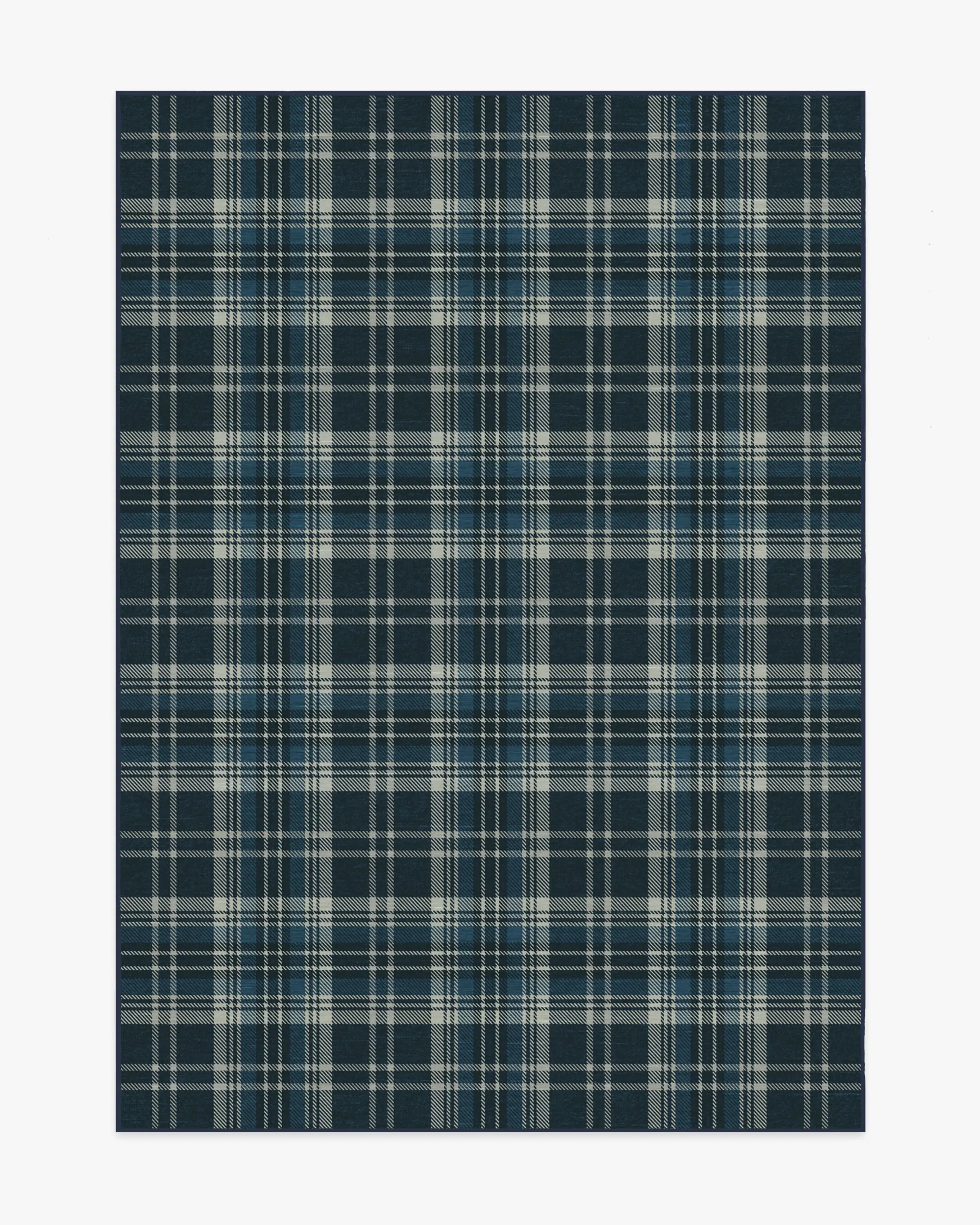 Machine Washable Area Rug - Navy Tartan