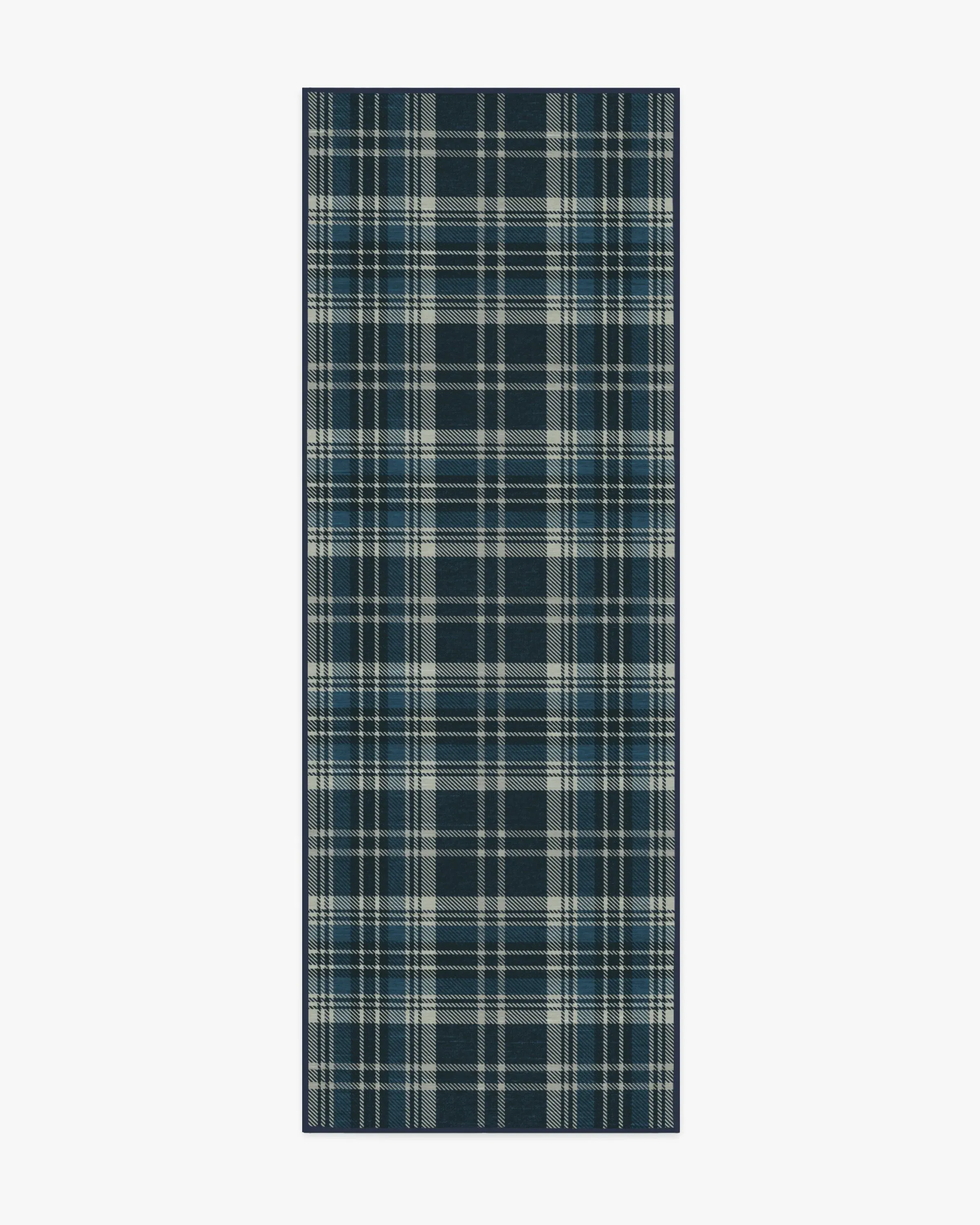 Machine Washable Area Rug - Navy Tartan