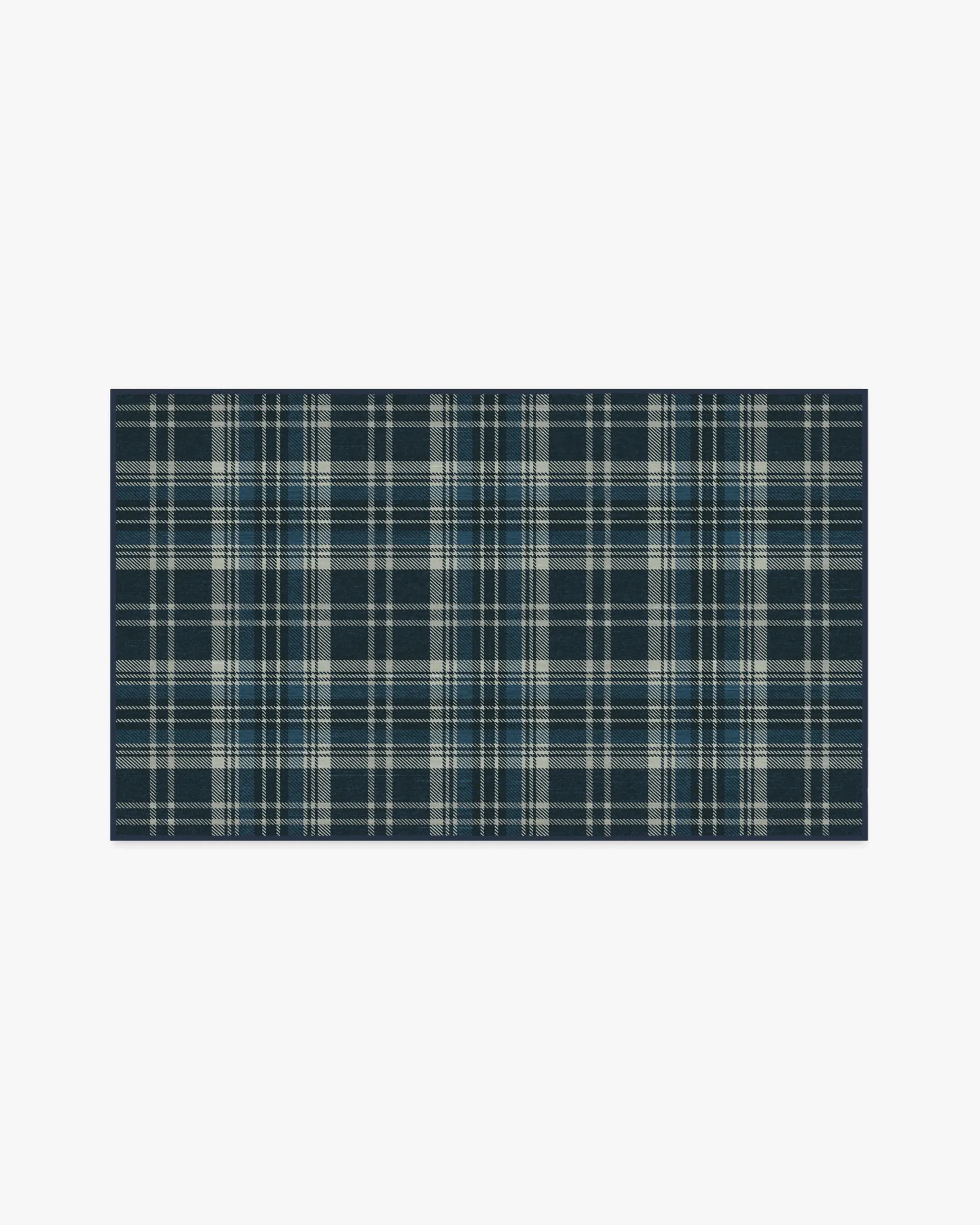 Machine Washable Area Rug - Navy Tartan