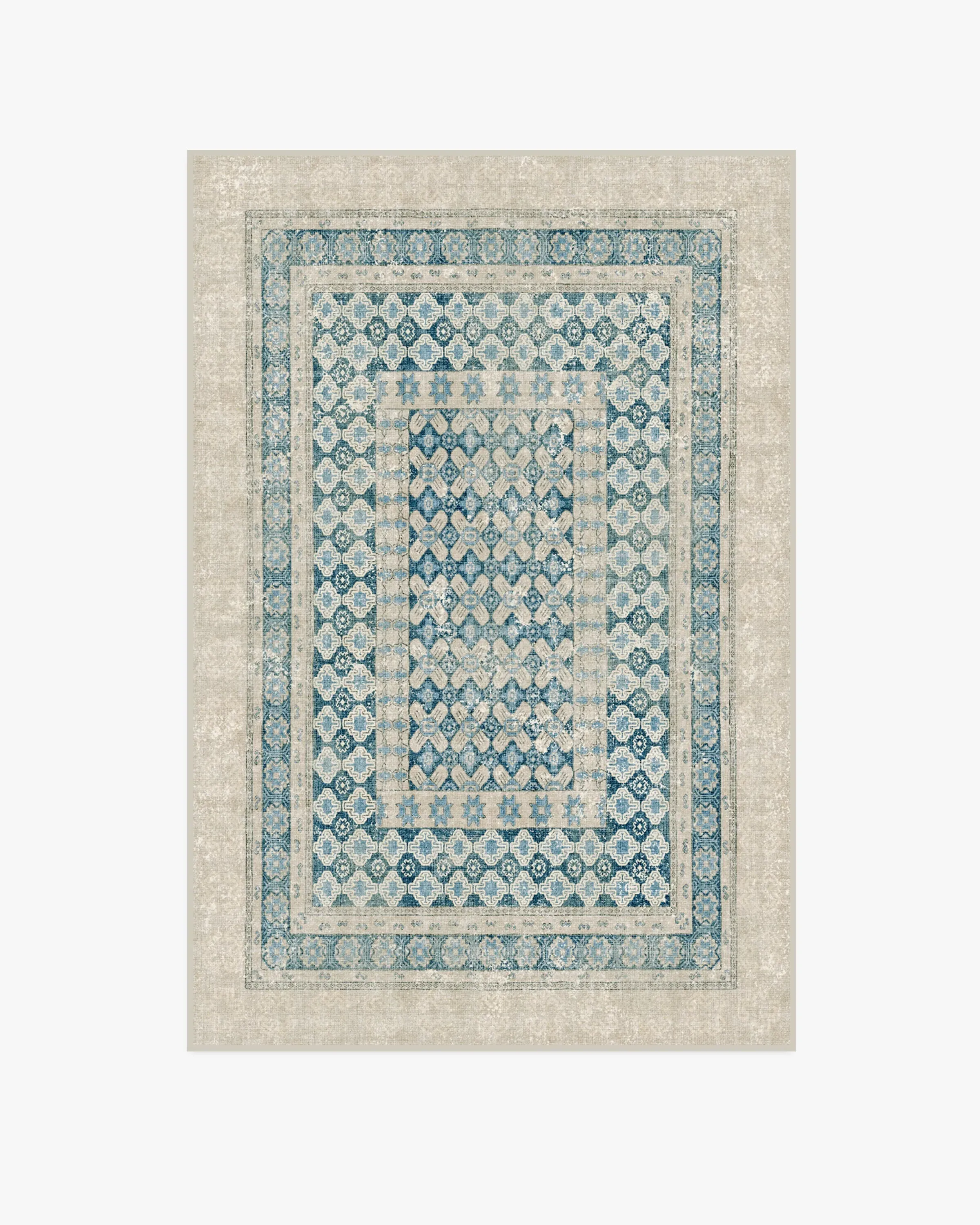 Machine Washable Area Rug - Neutral, Blue