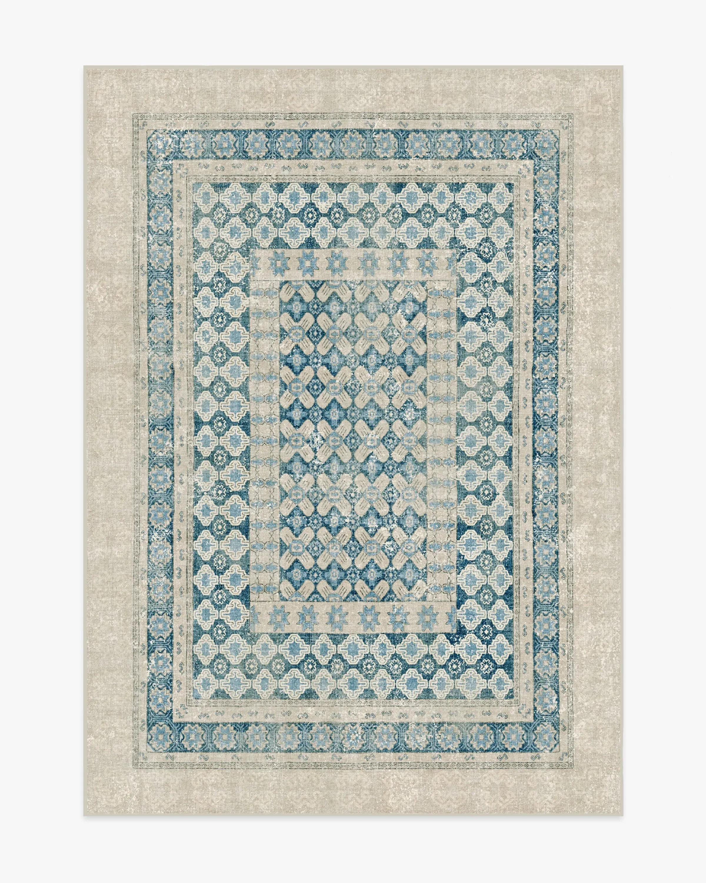 Machine Washable Area Rug - Neutral, Blue