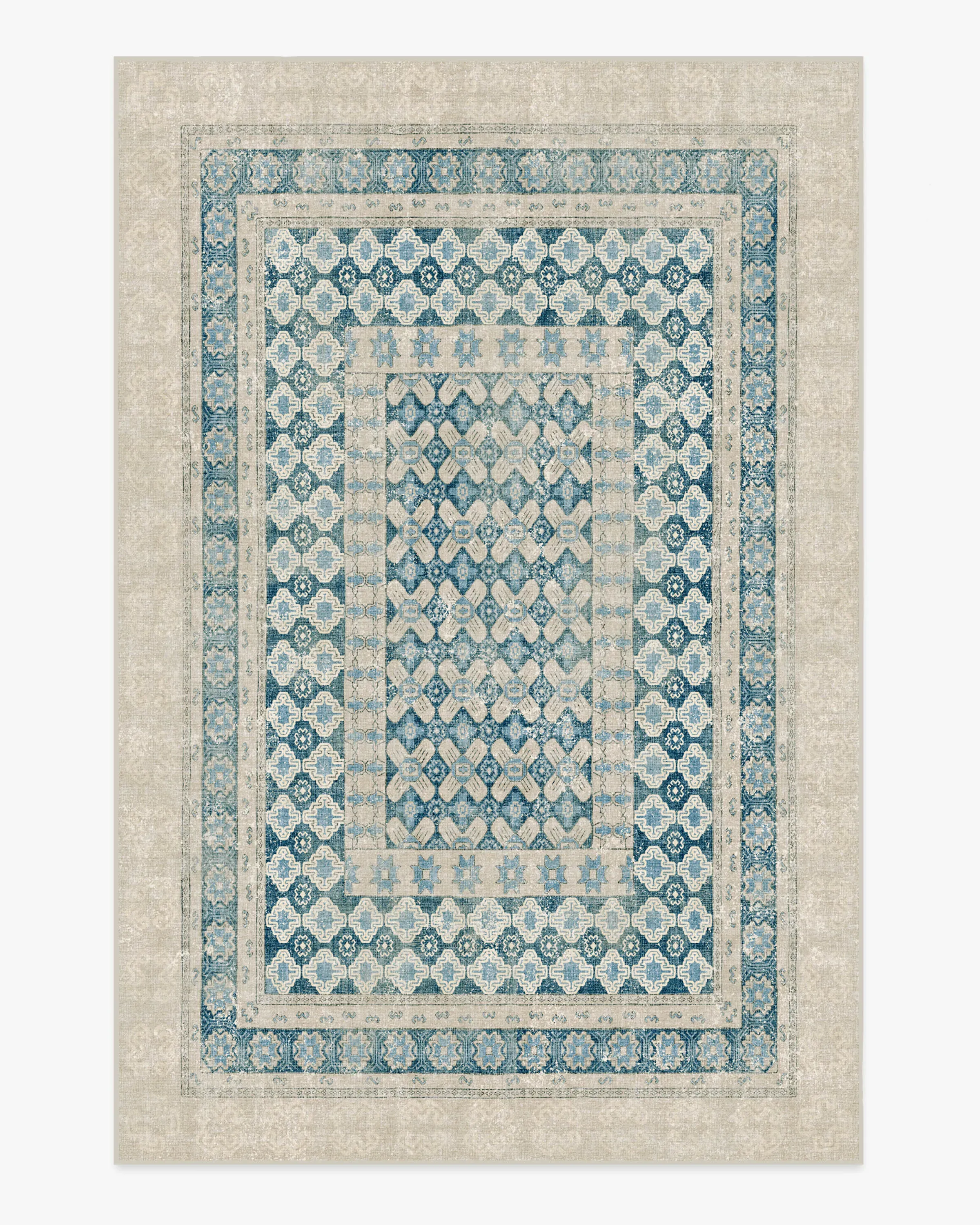 Machine Washable Area Rug - Neutral, Blue