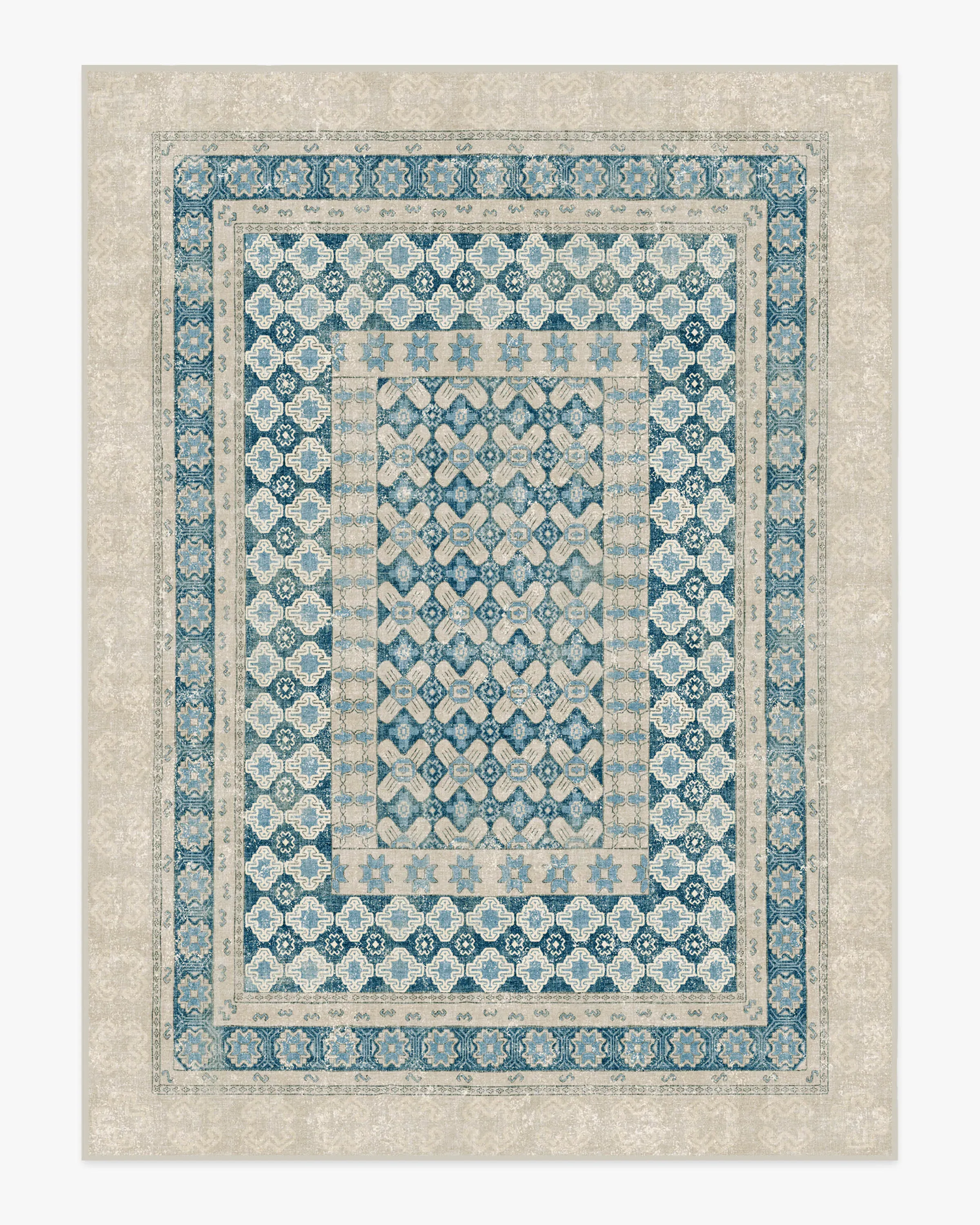Machine Washable Area Rug - Neutral, Blue