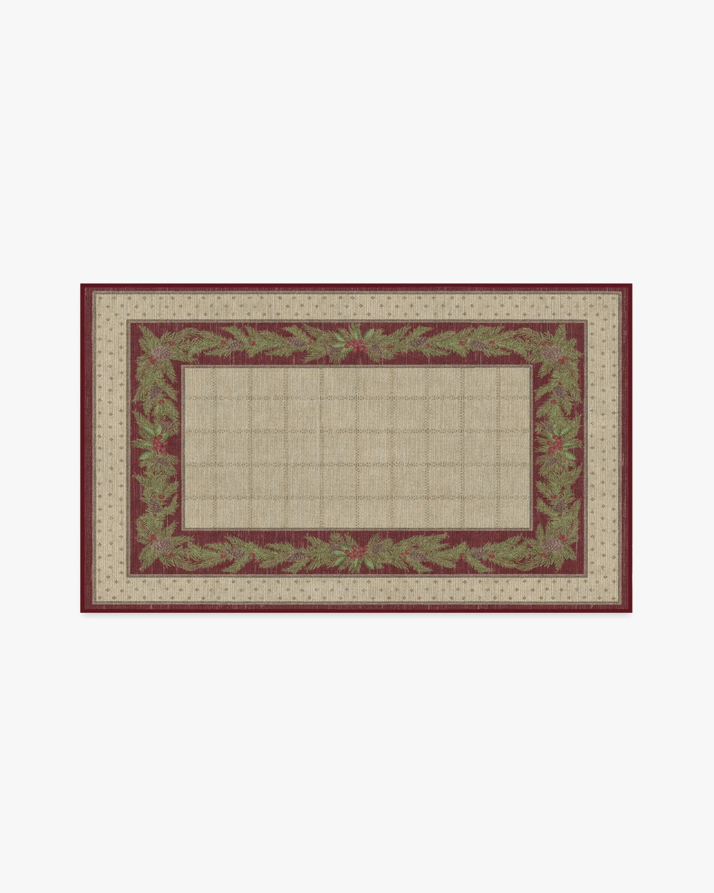 Machine Washable Area Rug - Red, Natural