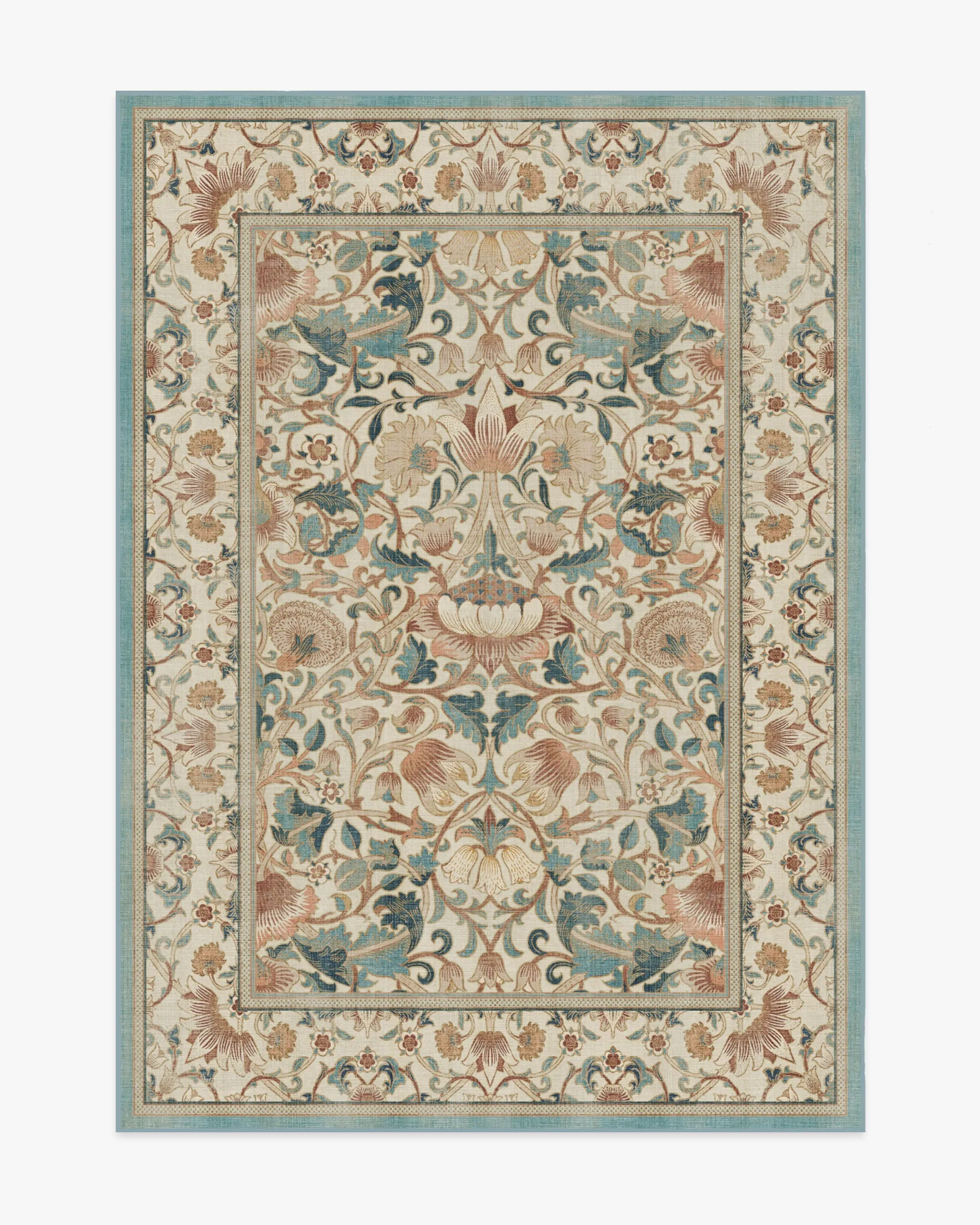 Machine Washable Area Rug - Rose & Teal